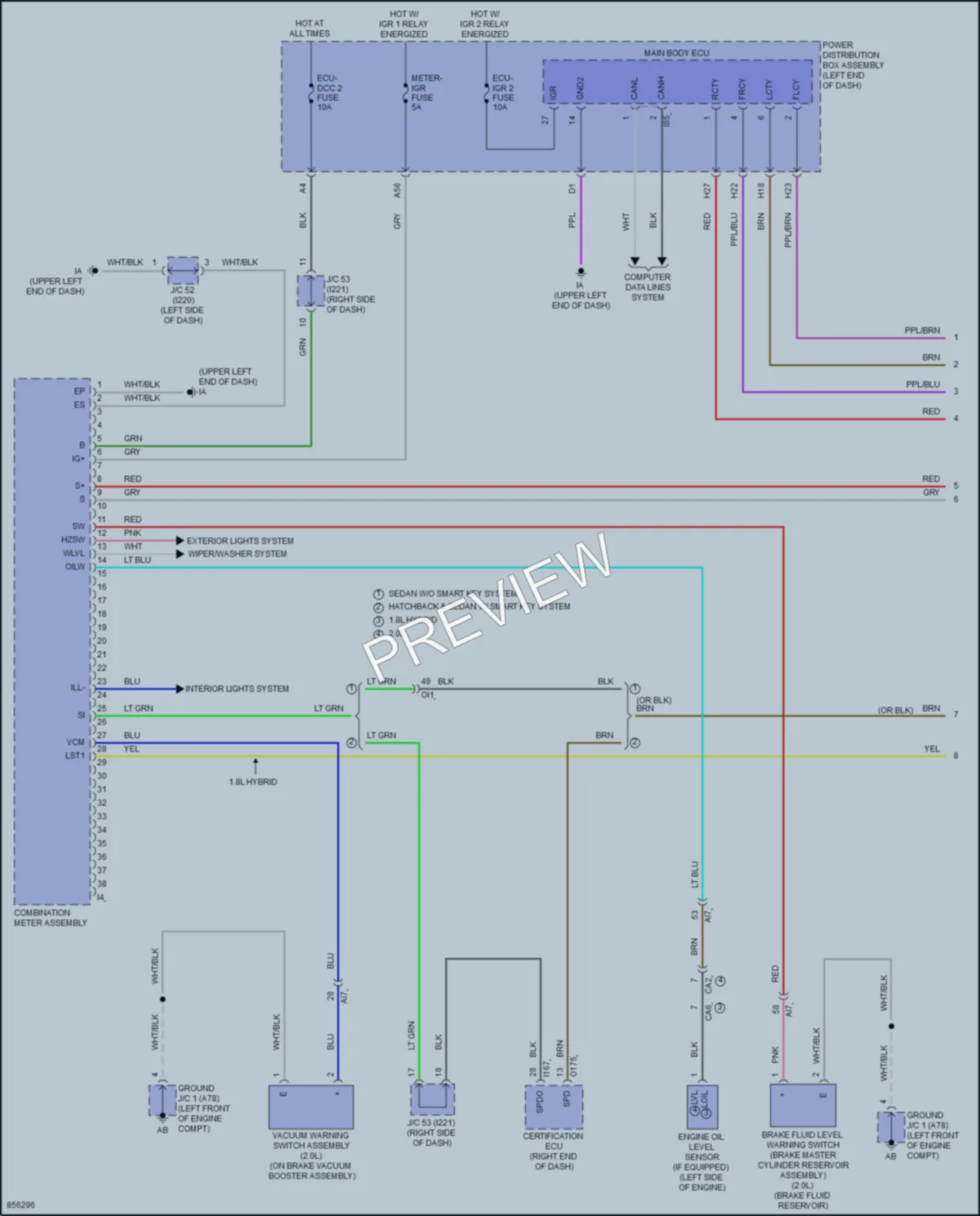 2024 Toyota CorollaHybrid Instrument Cluster wiring diagram preview