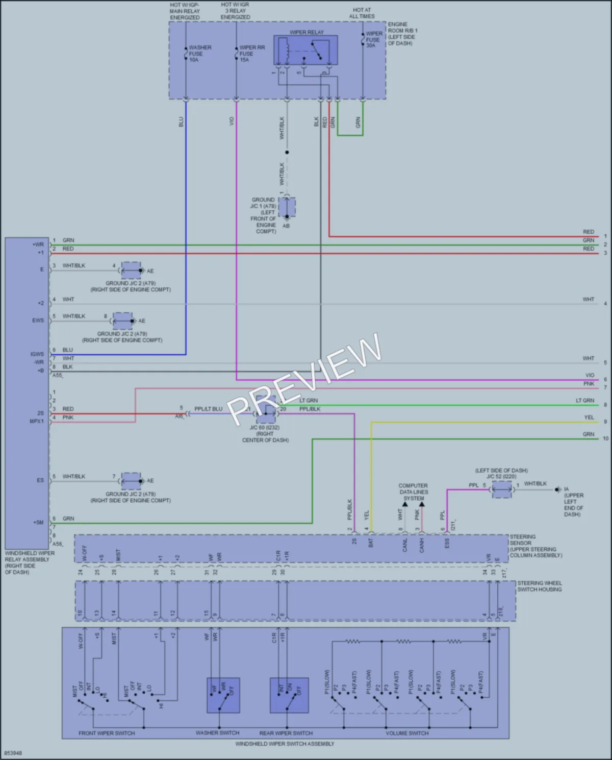2024 Toyota CorollaHybrid Wiper Washer wiring diagram preview