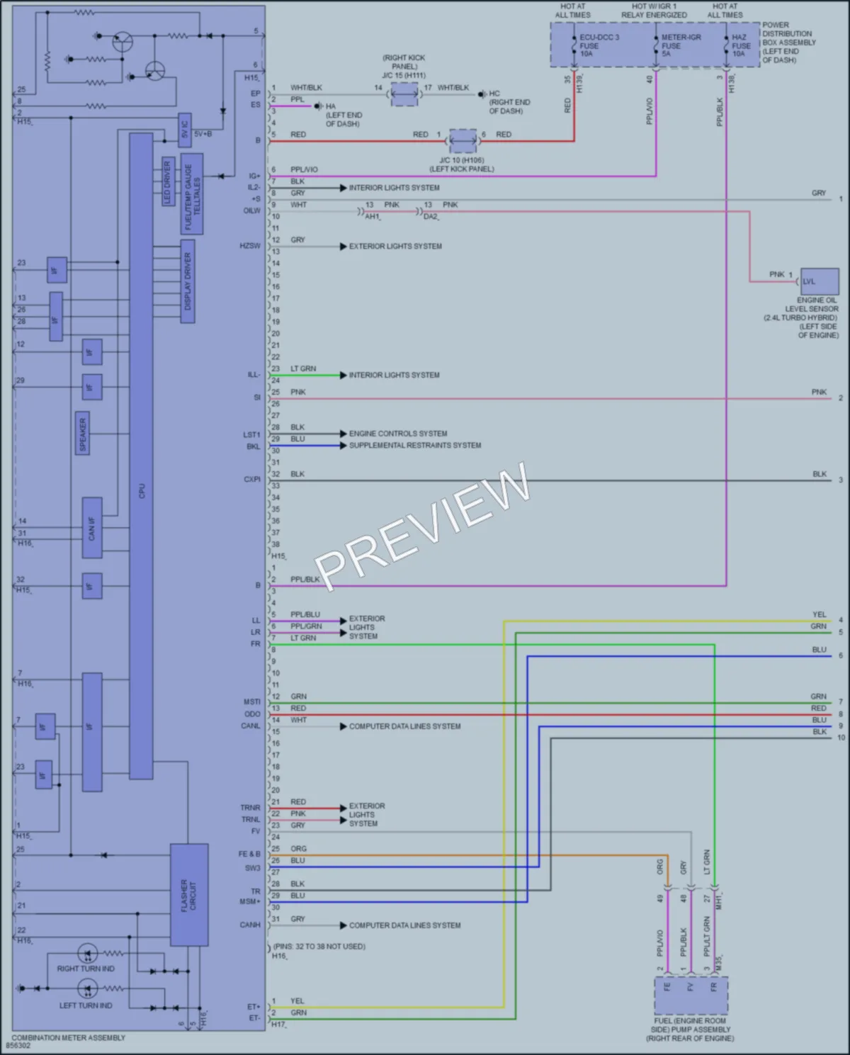 2024 Toyota CrownHybrid Instrument Cluster wiring diagram preview