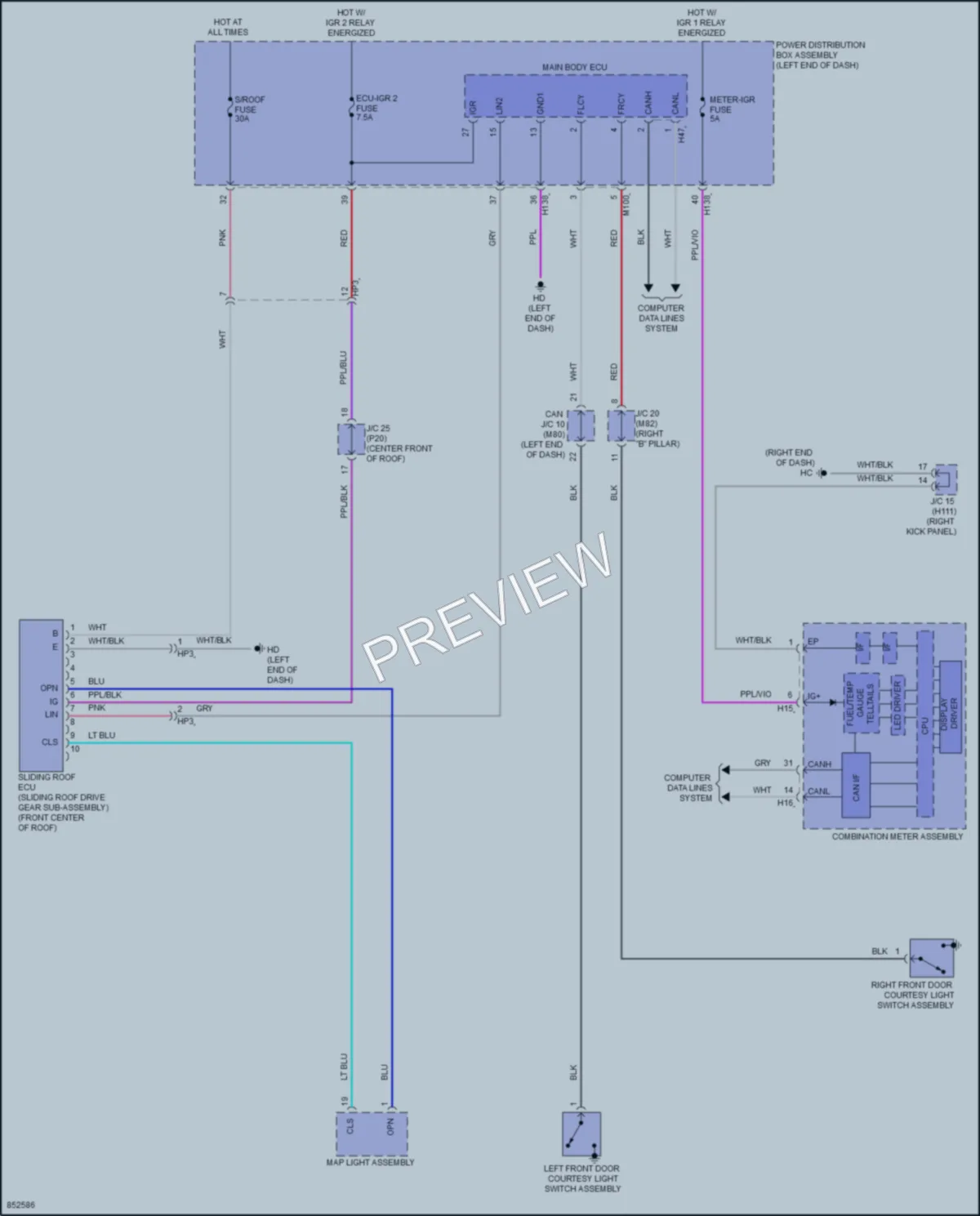 2024 Toyota CrownHybrid Power Top Sunroof wiring diagram preview