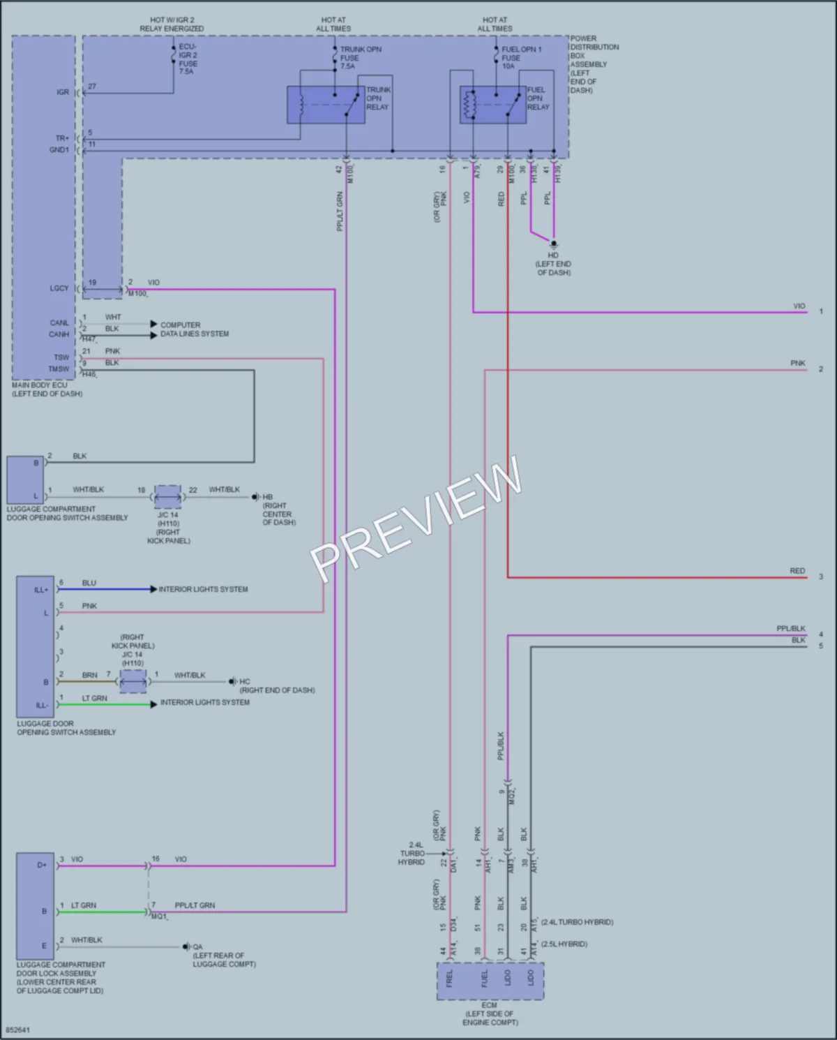 2024 Toyota CrownHybrid Trunk Tailgate Fuel Door wiring diagram preview