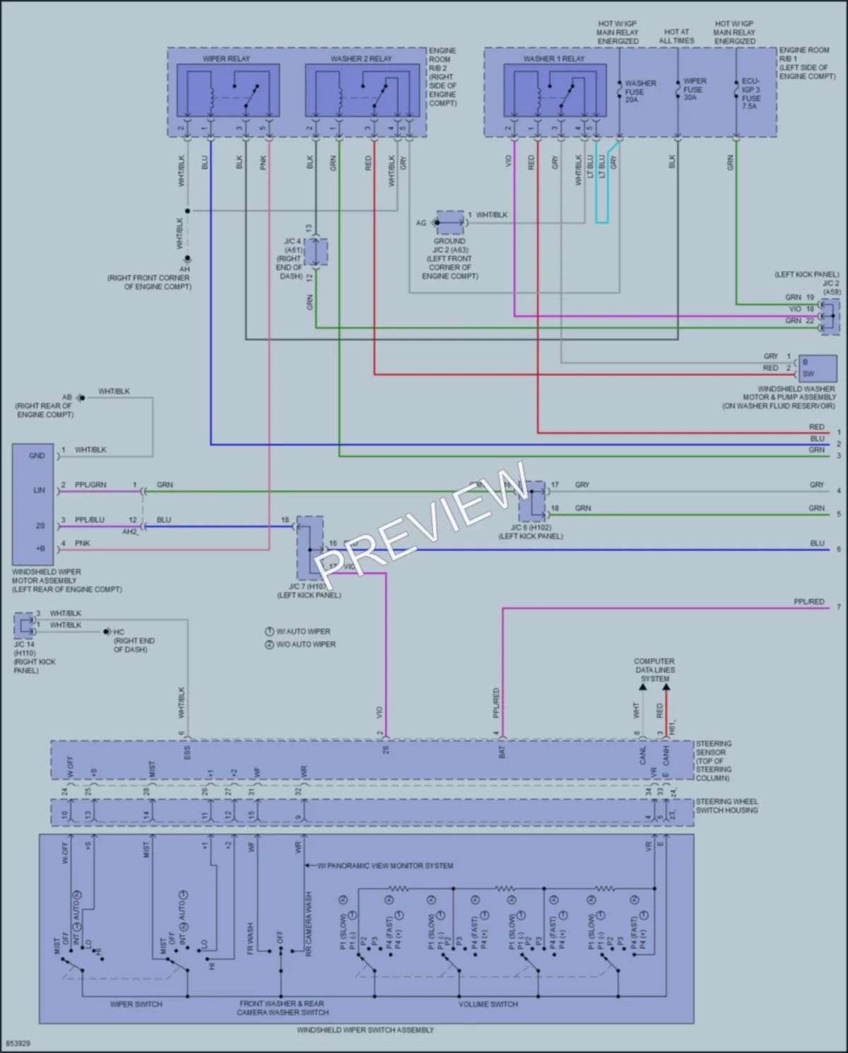 2024 Toyota CrownHybrid Wiper Washer wiring diagram preview