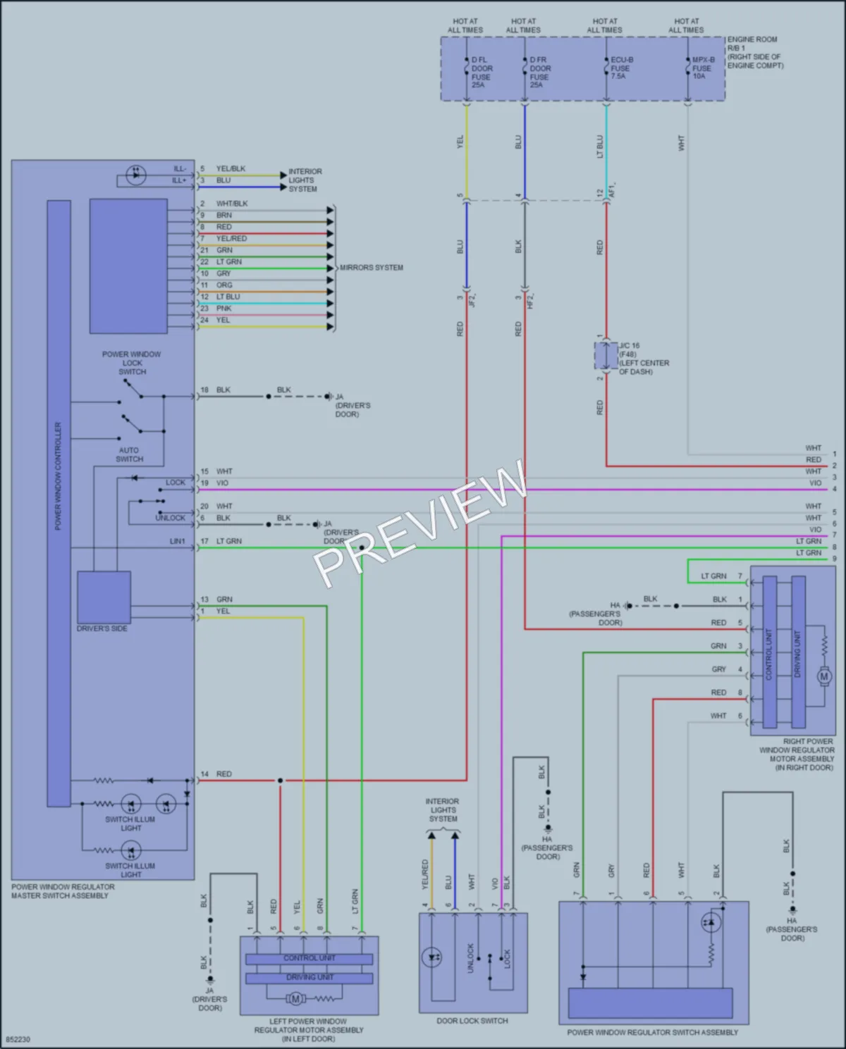 2024 Toyota GR86 Power Windows wiring diagram preview