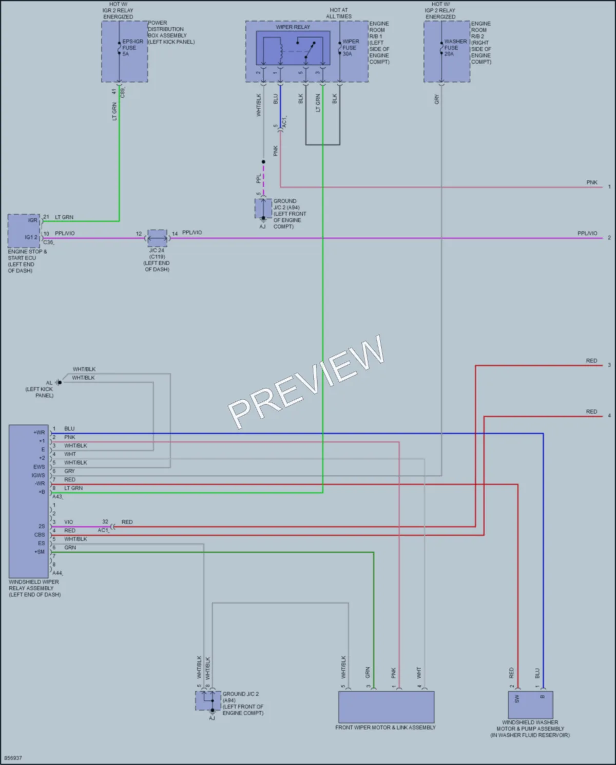 2024 Toyota GrandHighlander Wiper Washer wiring diagram preview