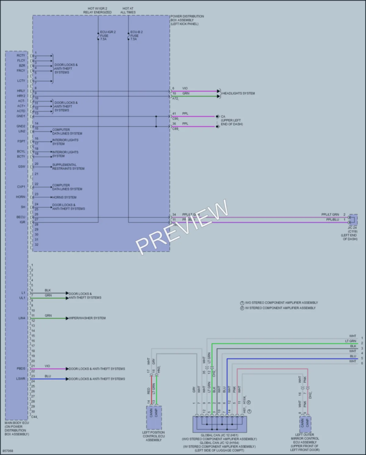2024 Toyota GrandHighlanderHybrid Body Control Modules wiring diagram preview