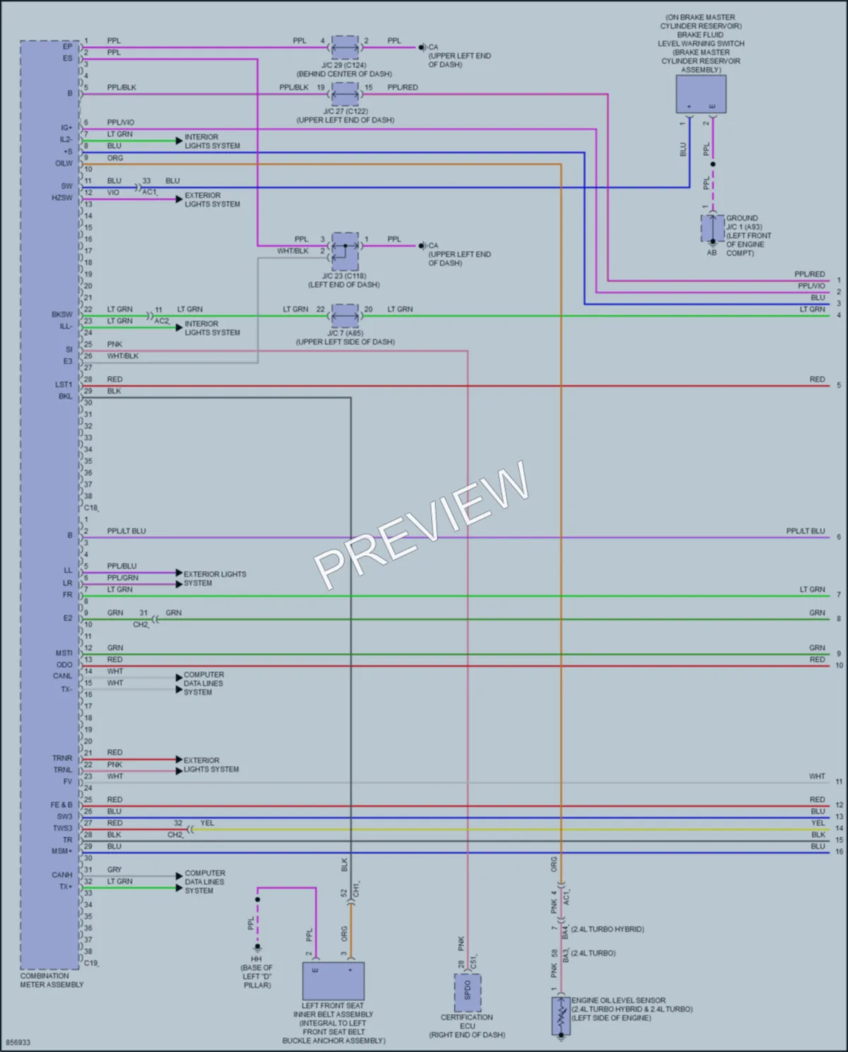 2024 Toyota GrandHighlanderHybrid Instrument Cluster wiring diagram preview