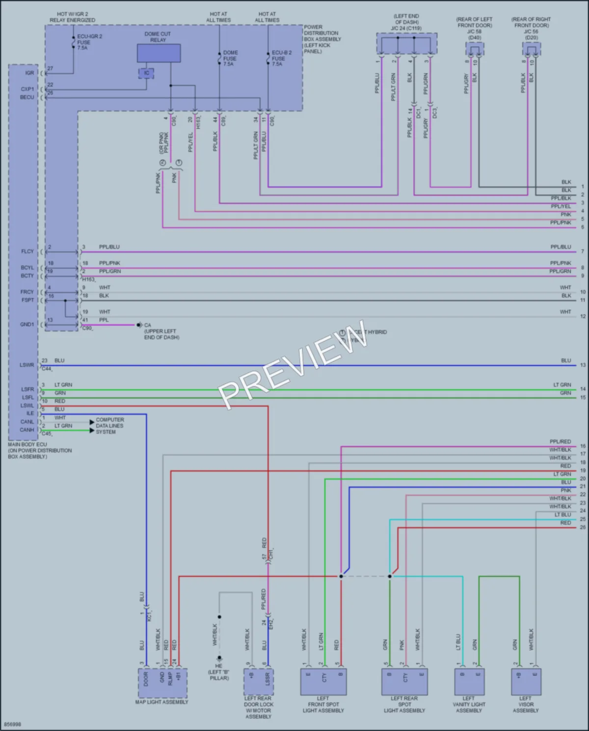 2024 Toyota GrandHighlanderHybrid Interior Lights wiring diagram preview