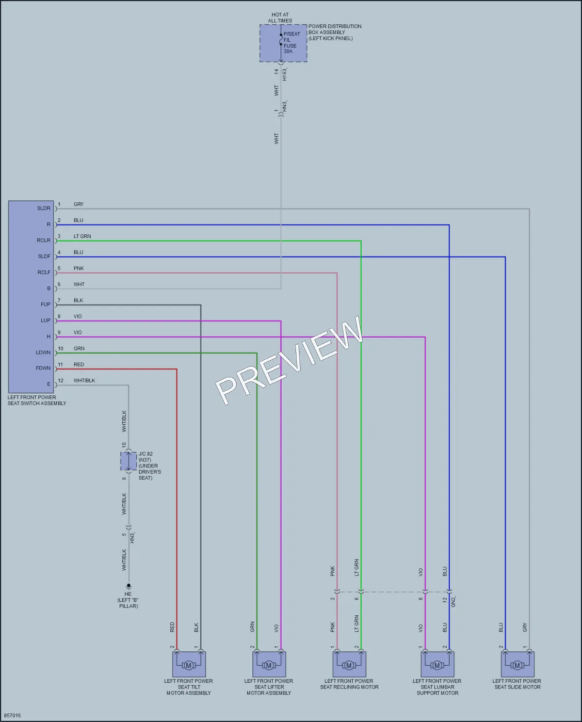 2024 Toyota GrandHighlanderHybrid Power Seats wiring diagram preview