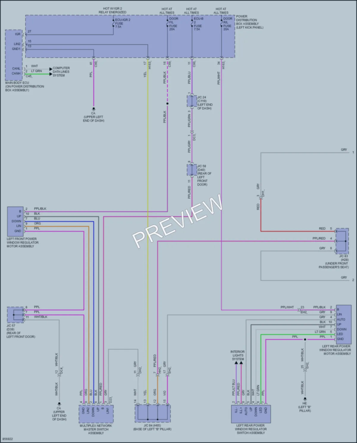 2024 Toyota GrandHighlanderHybrid Power Windows wiring diagram preview