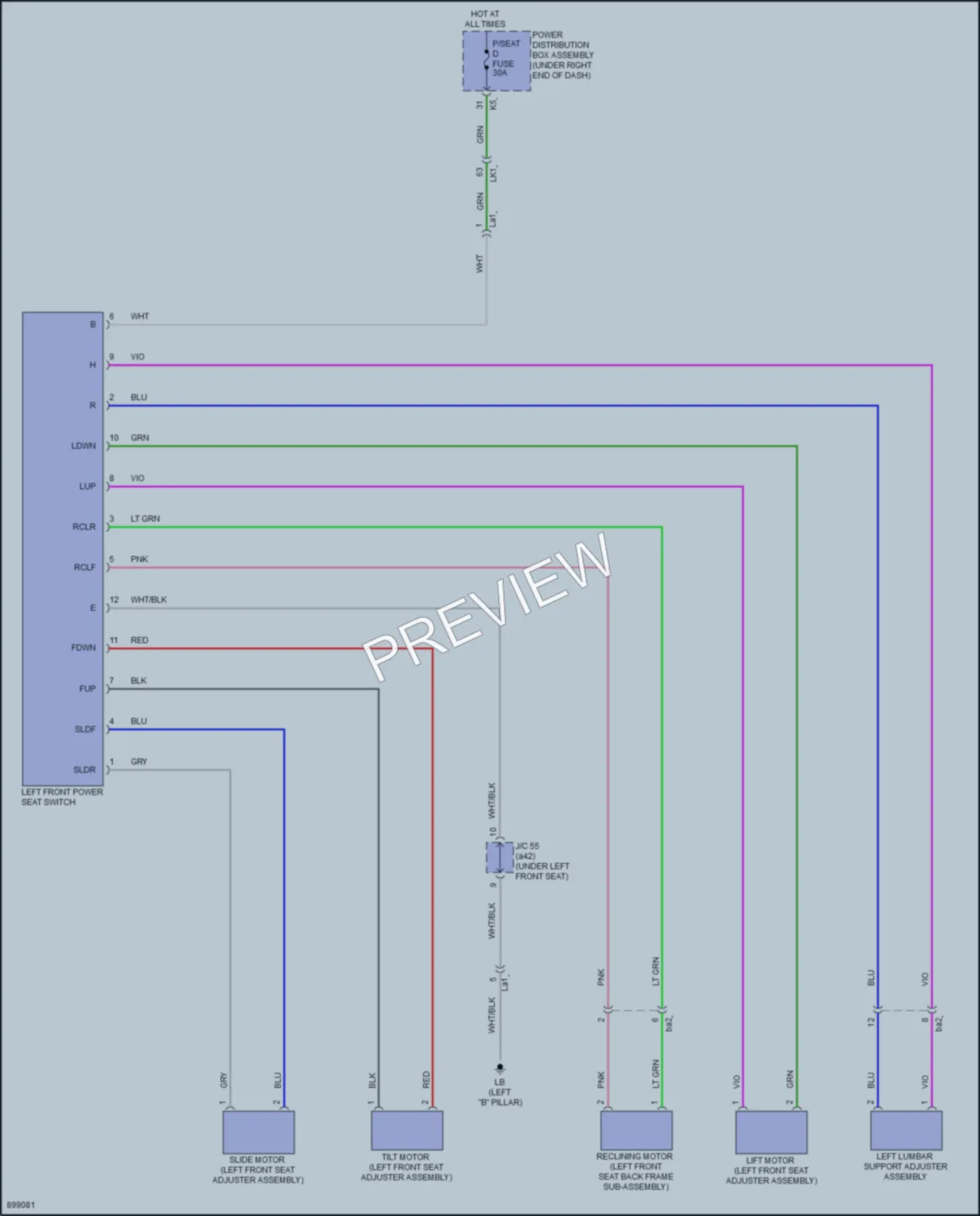 2024 Toyota LandCruiser Power Seats wiring diagram preview