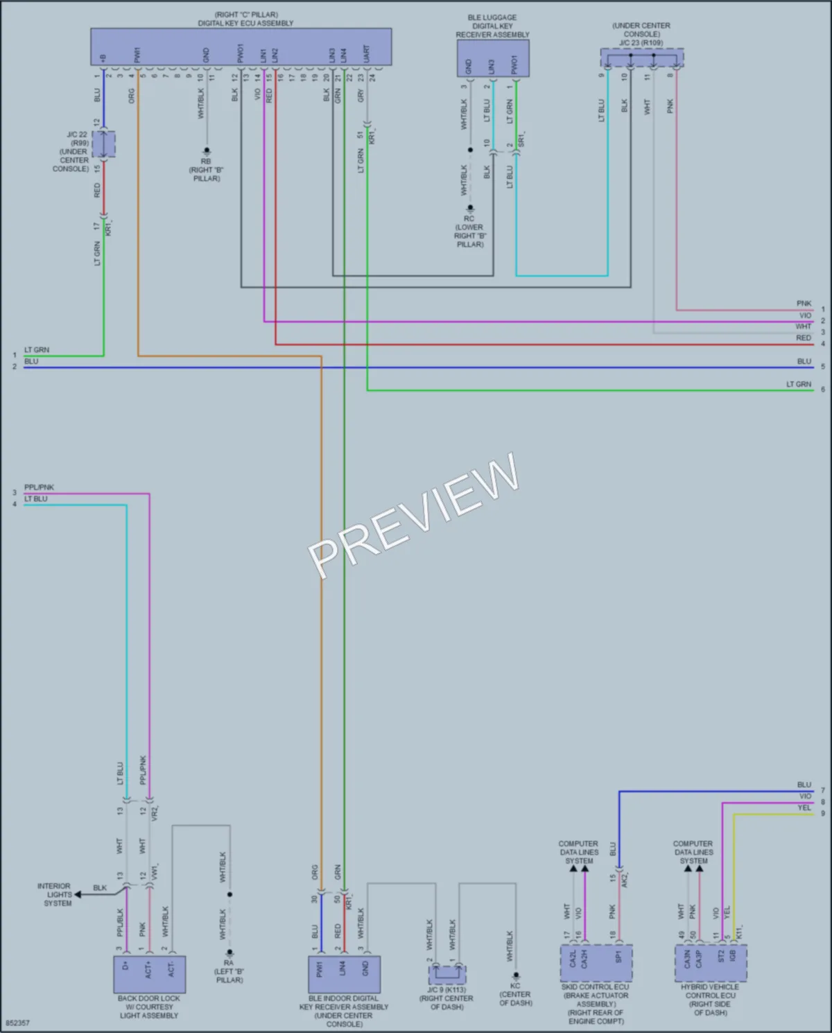2024 Toyota Prius Power Door Locks wiring diagram preview