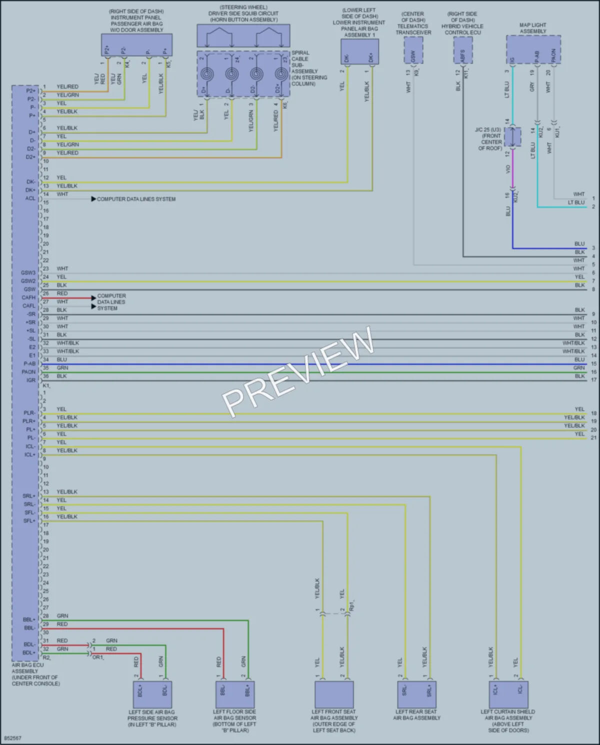 2024 Toyota Prius Supplemental Restraints wiring diagram preview