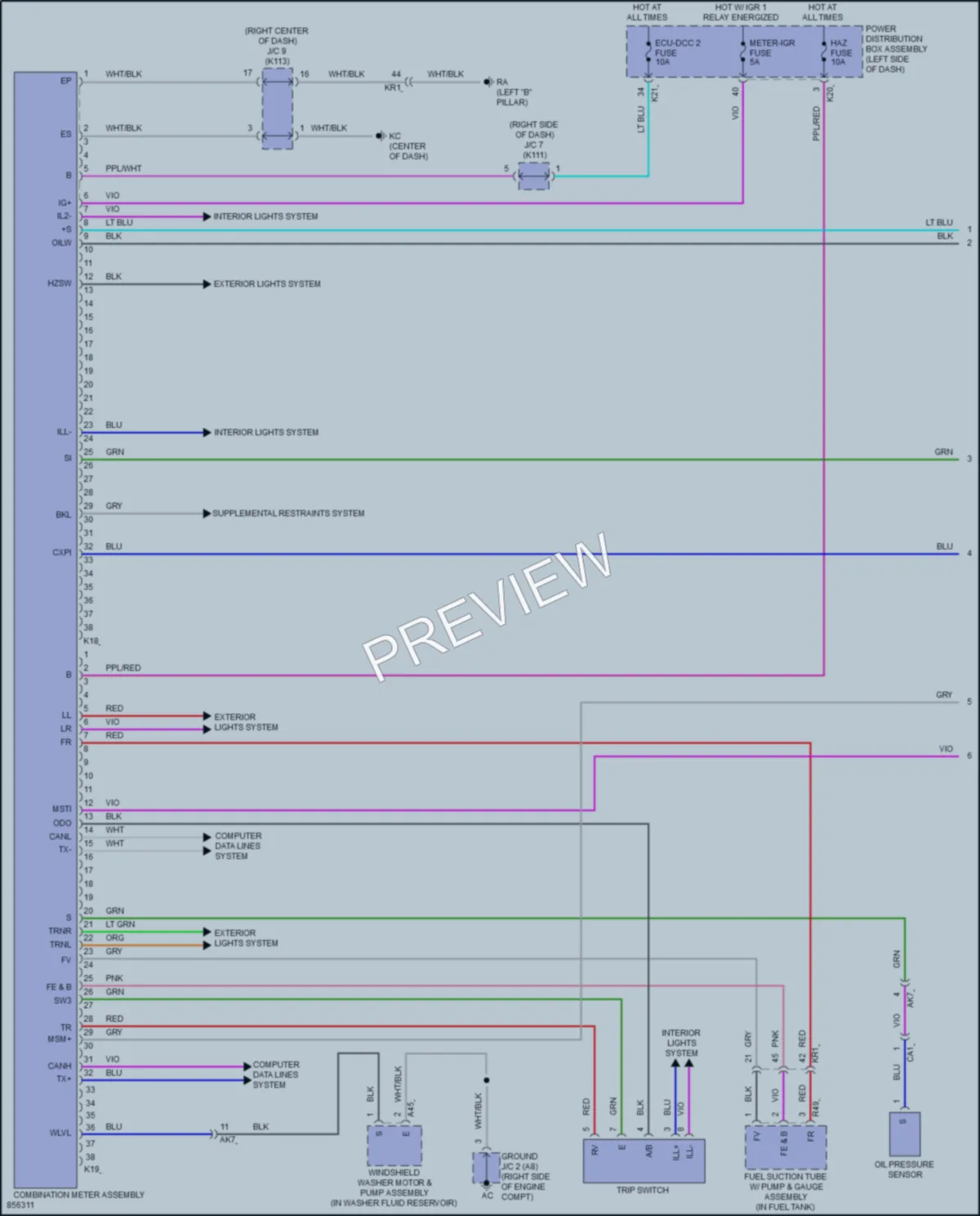 2024 Toyota PriusPrime Instrument Cluster wiring diagram preview