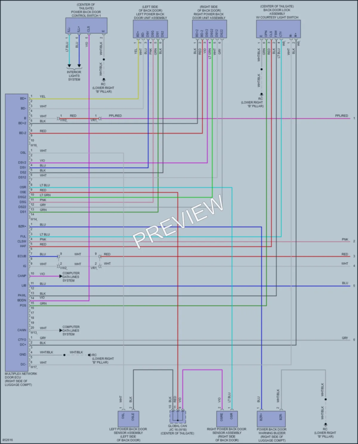 2024 Toyota PriusPrime Trunk Tailgate Fuel Door wiring diagram preview