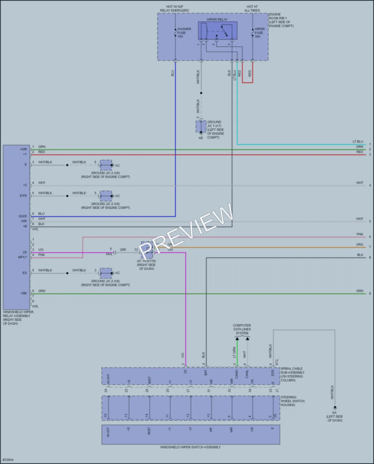 2024 Toyota PriusPrime Wiper Washer wiring diagram preview