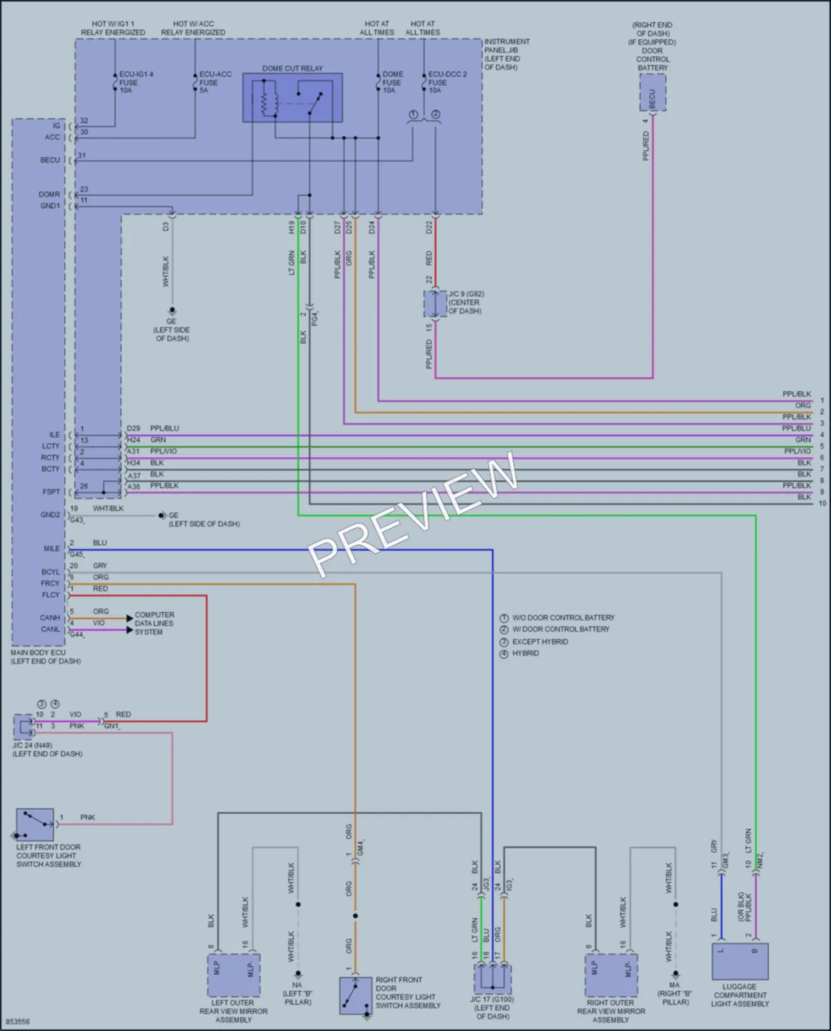2024 Toyota RAV4Hybrid Interior Lights wiring diagram preview