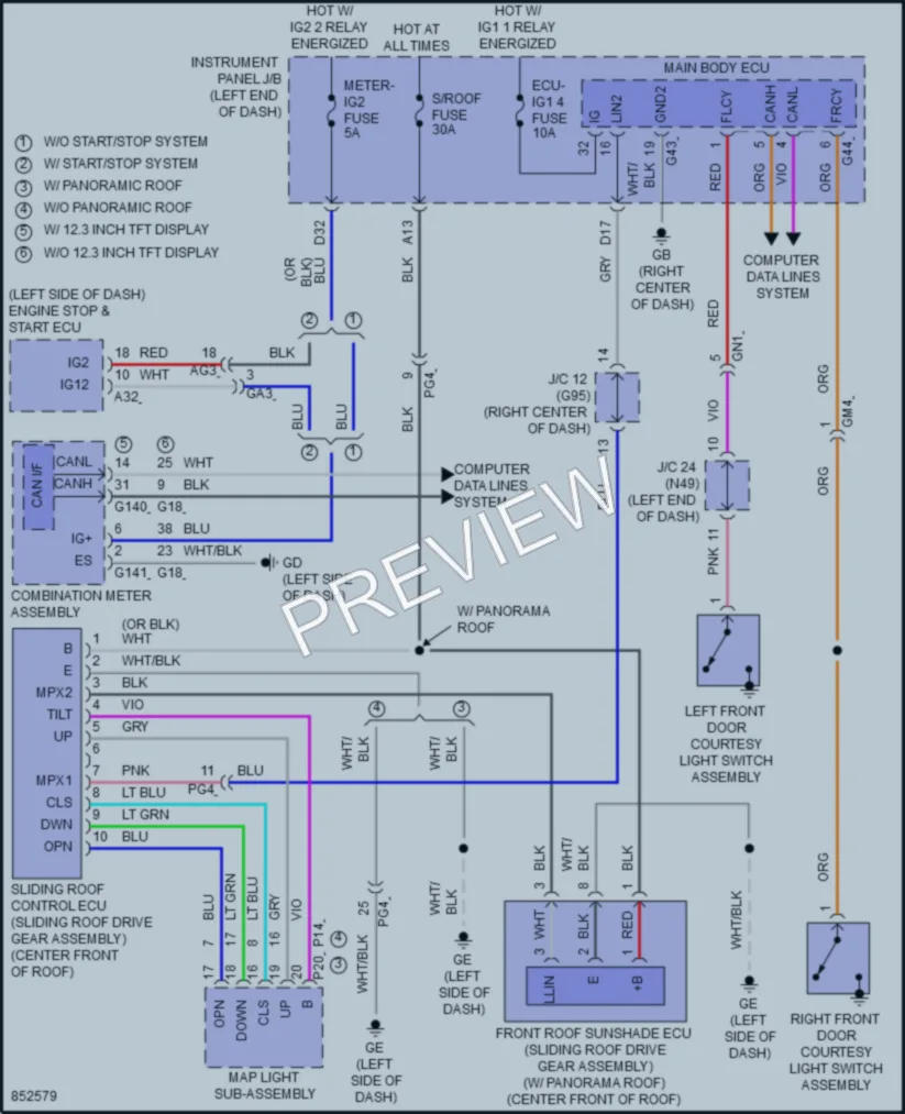 2024 Toyota RAV4Hybrid Power Top Sunroof wiring diagram preview
