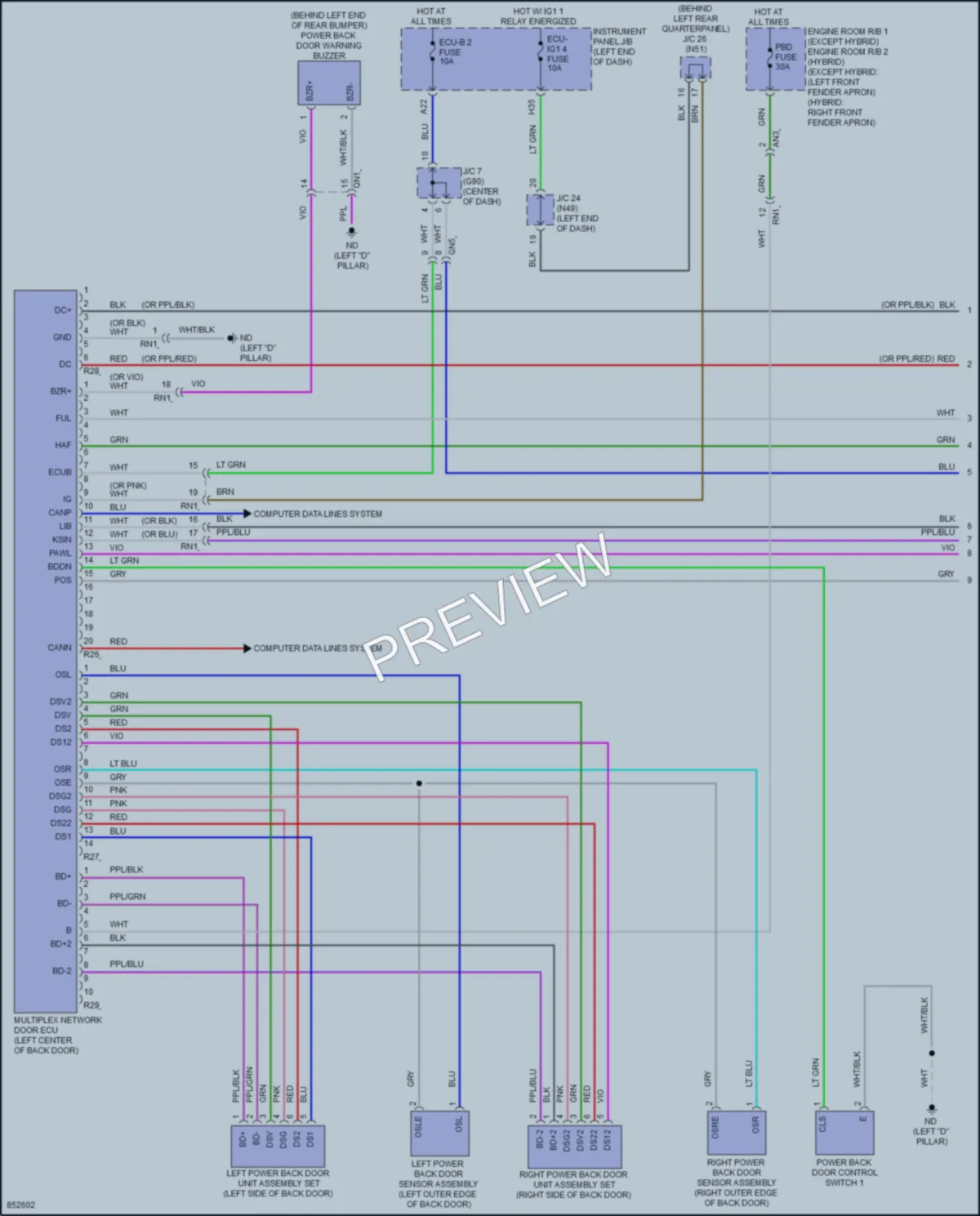 2024 Toyota RAV4Hybrid Trunk Tailgate Fuel Door wiring diagram preview