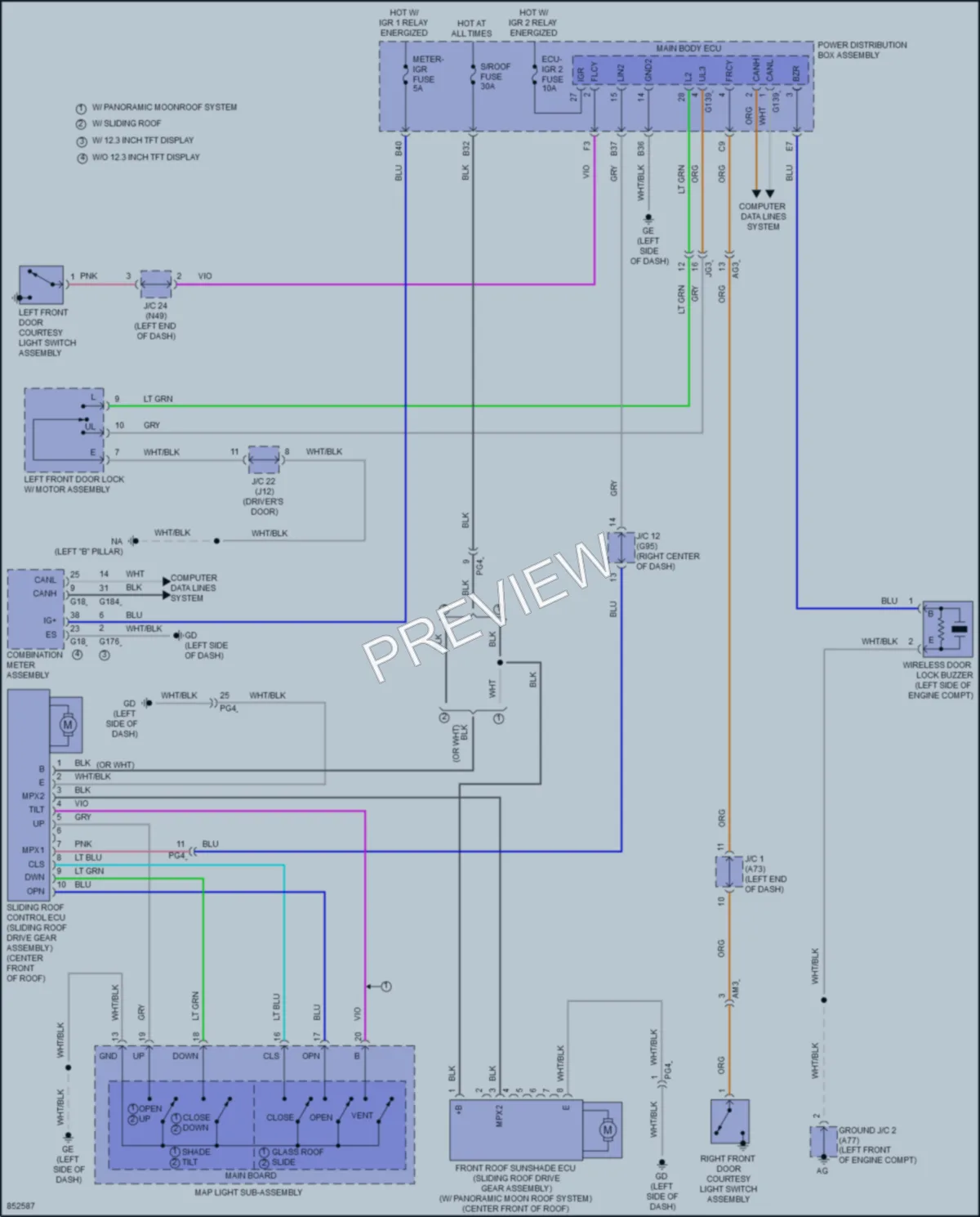 2024 Toyota RAV4Prime Power Top Sunroof wiring diagram preview