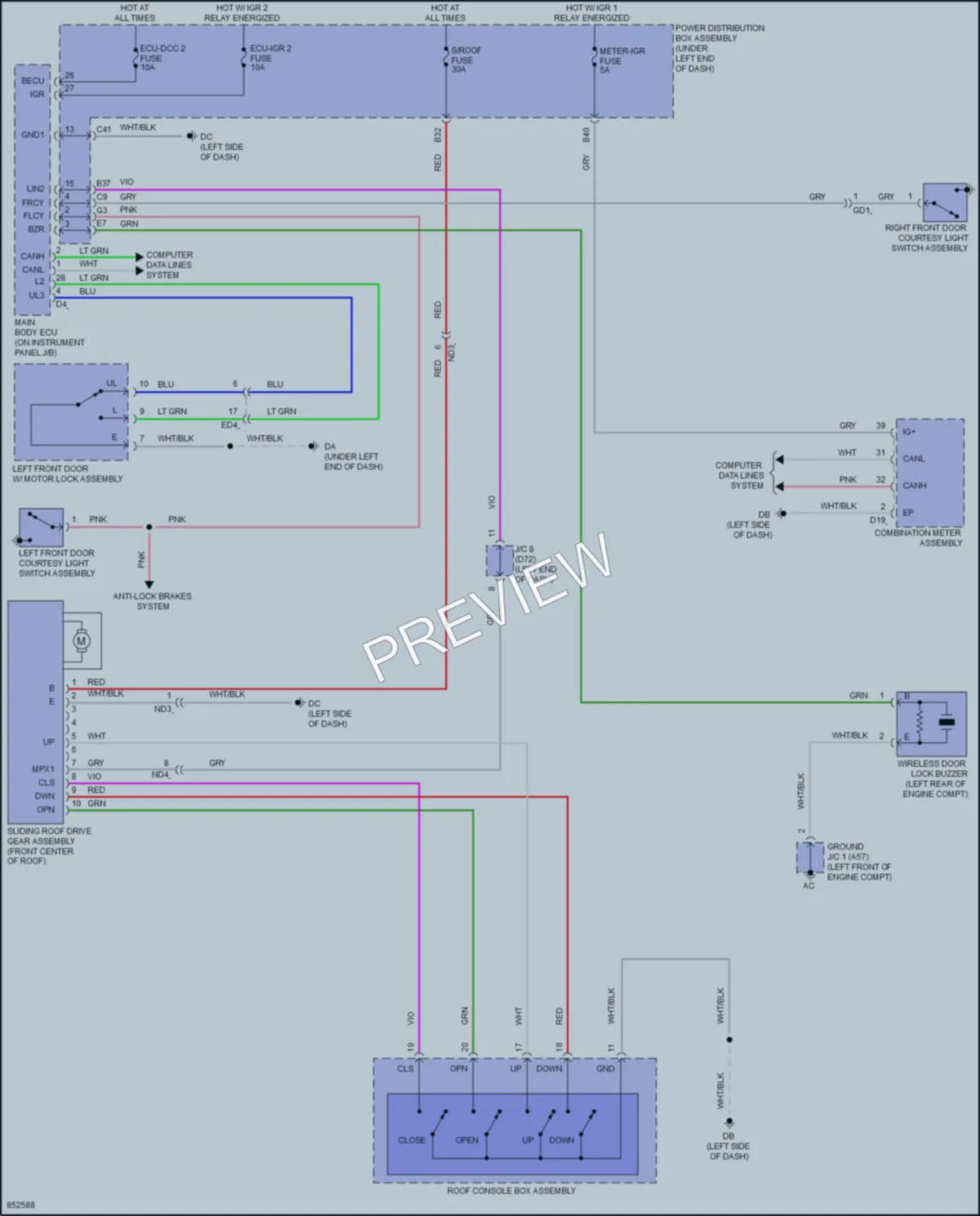 2024 Toyota Sienna Power Top Sunroof wiring diagram preview