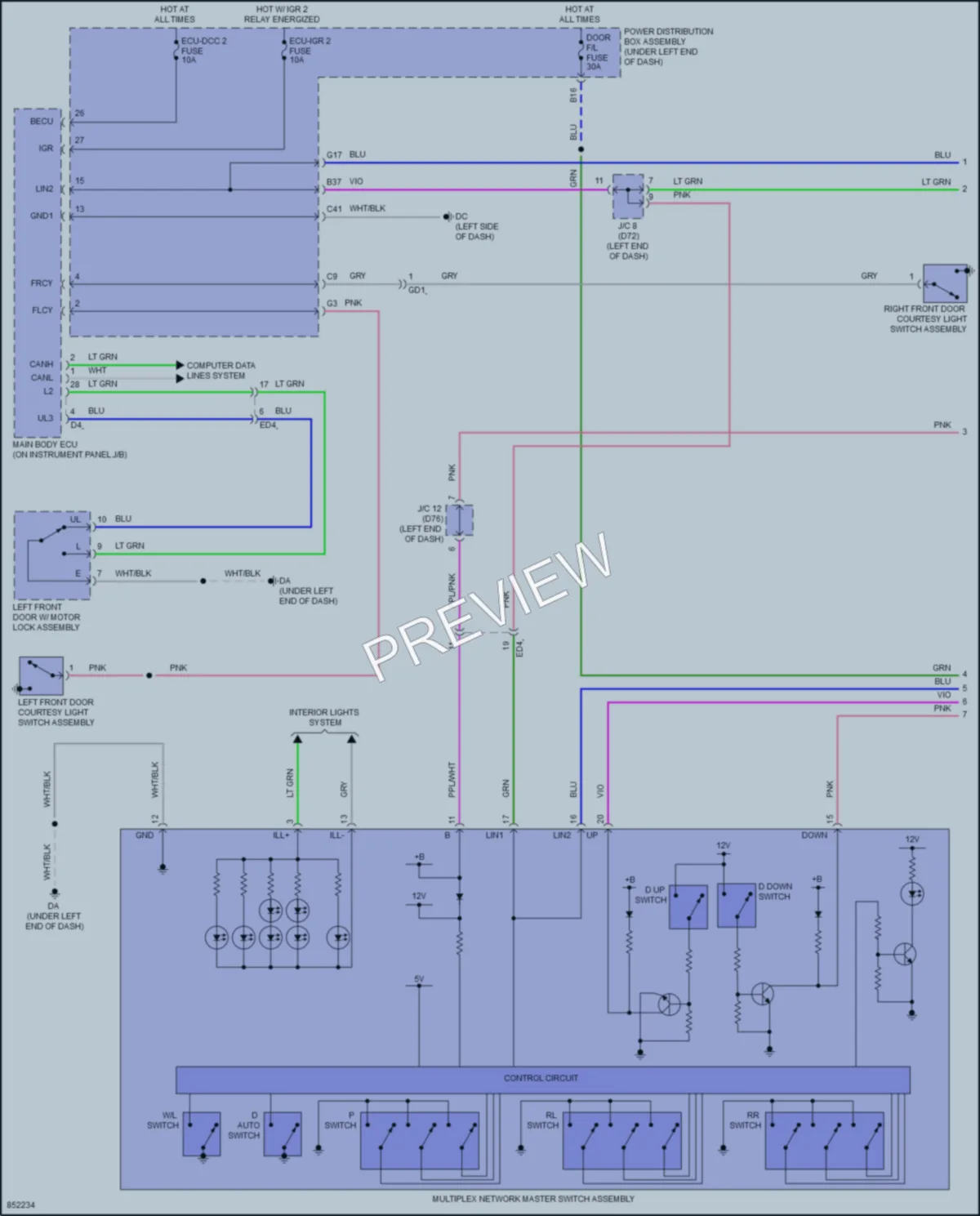 2024 Toyota Sienna Power Windows wiring diagram preview