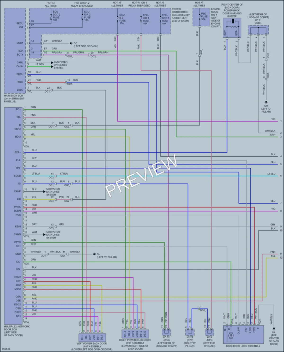 2024 Toyota Sienna Trunk Tailgate Fuel Door wiring diagram preview