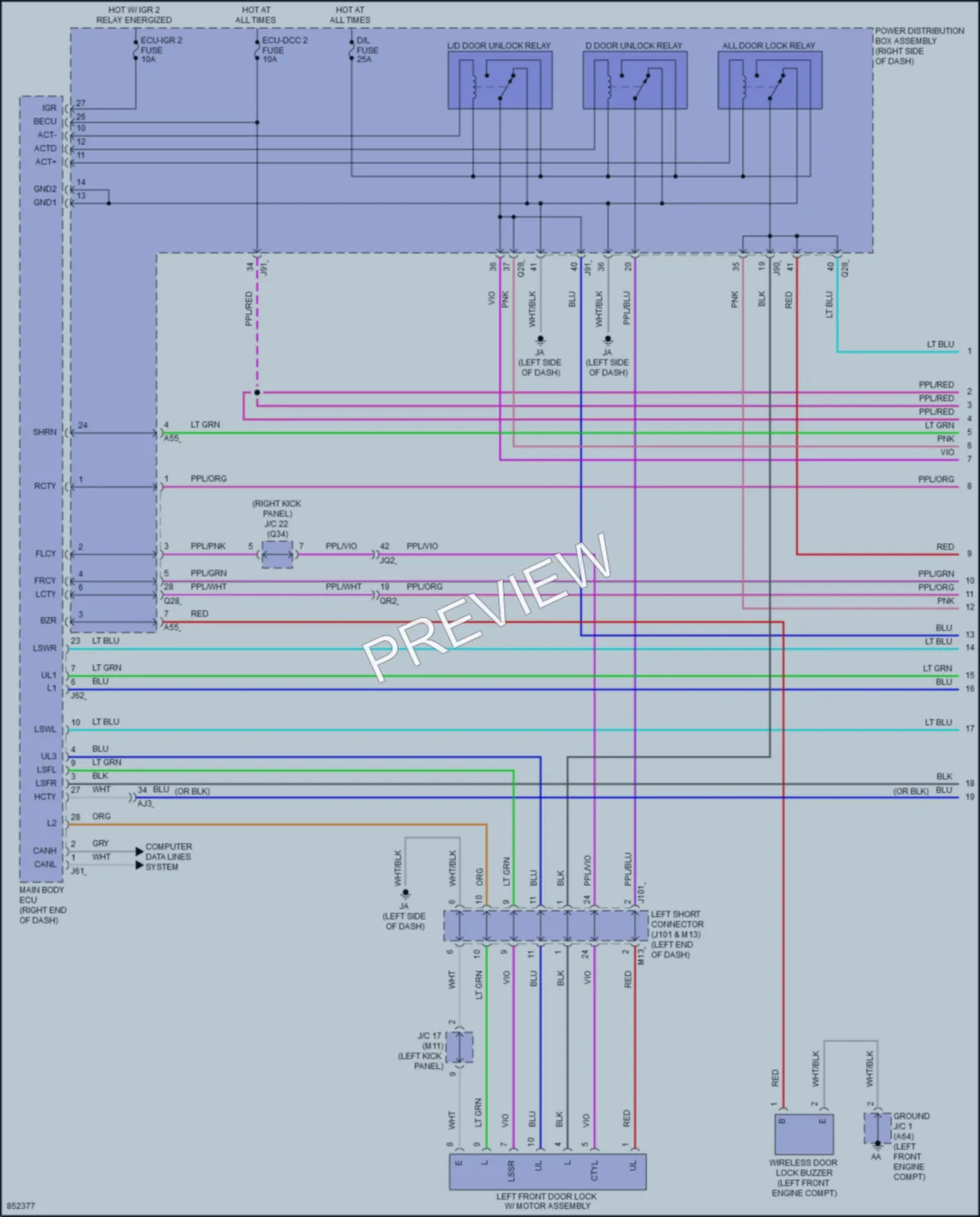 2024 Toyota Tacoma Power Door Locks wiring diagram preview