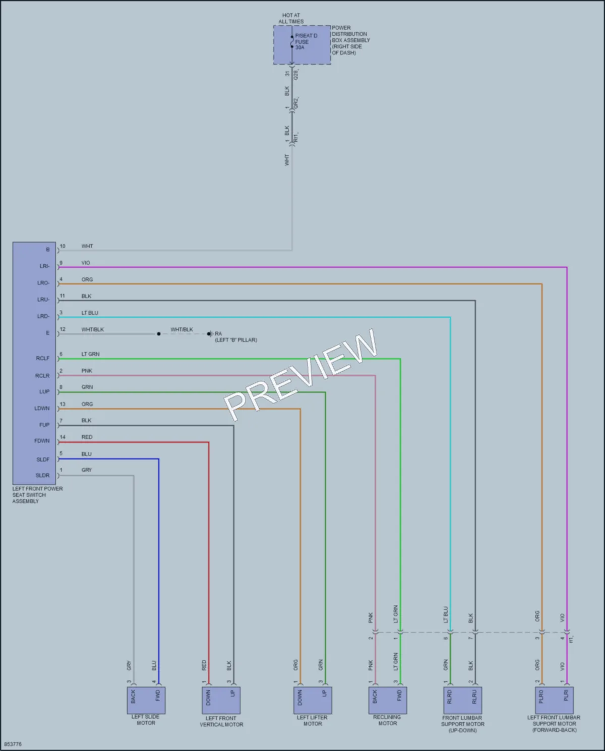 2024 Toyota Tacoma Power Seats wiring diagram preview