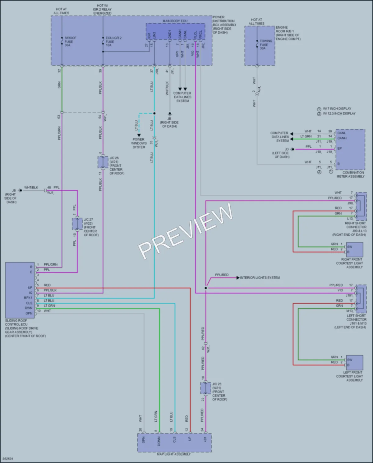 2024 Toyota Tacoma Power Top Sunroof wiring diagram preview