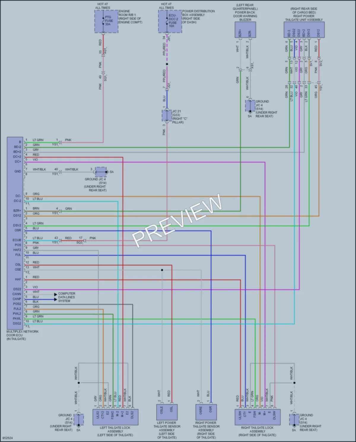 2024 Toyota Tacoma Trunk Tailgate Fuel Door wiring diagram preview