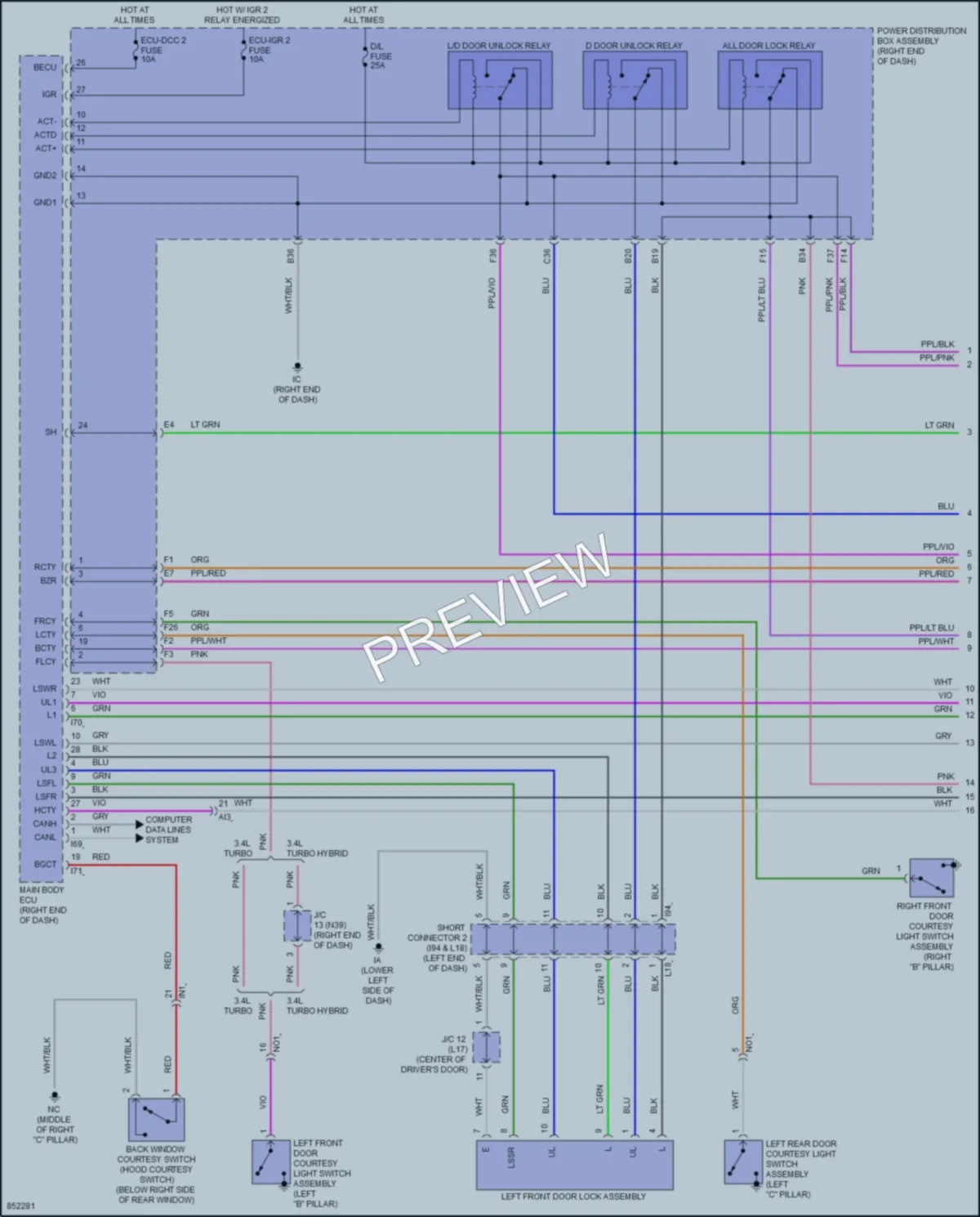 2024 Toyota TundraHybrid Power Door Locks wiring diagram preview