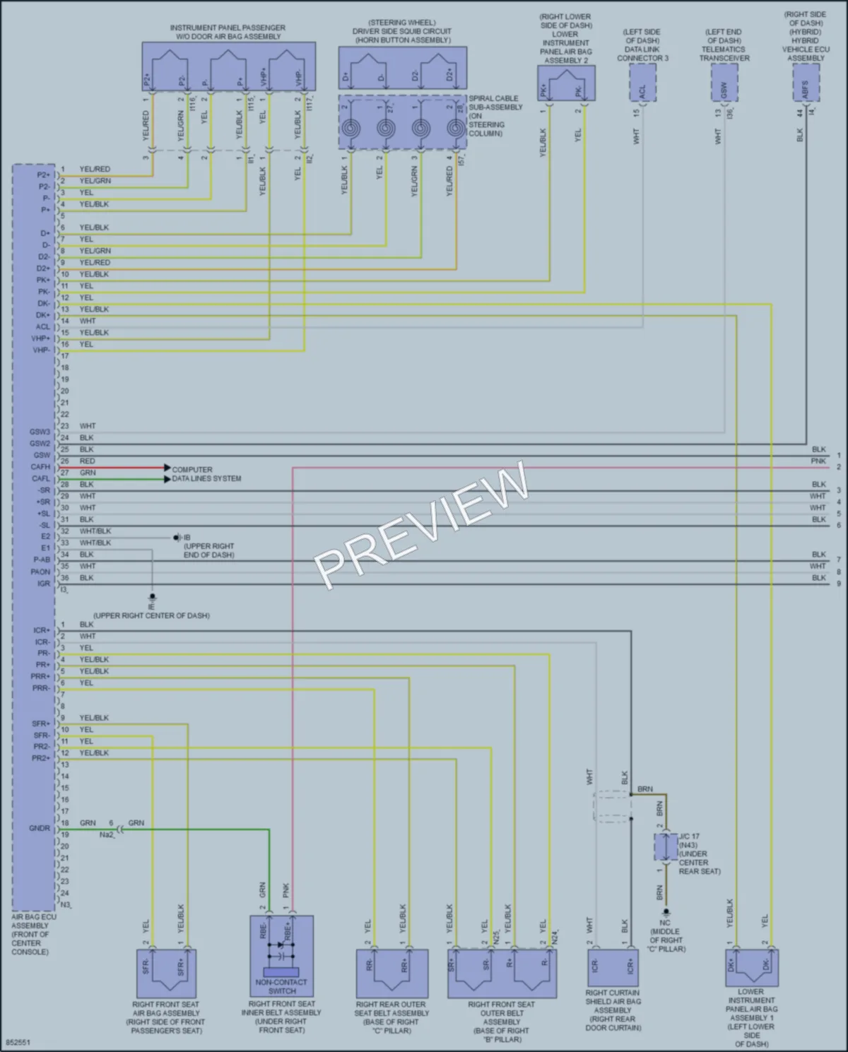 2024 Toyota TundraHybrid Supplemental Restraints wiring diagram preview