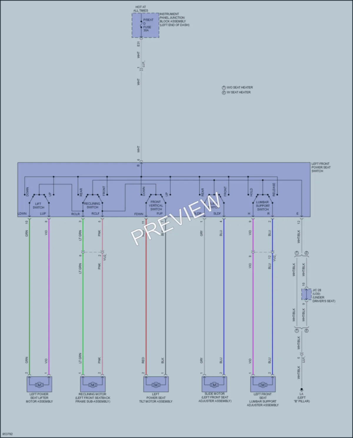 2024 Toyota VenzaHybrid Power Seats wiring diagram preview