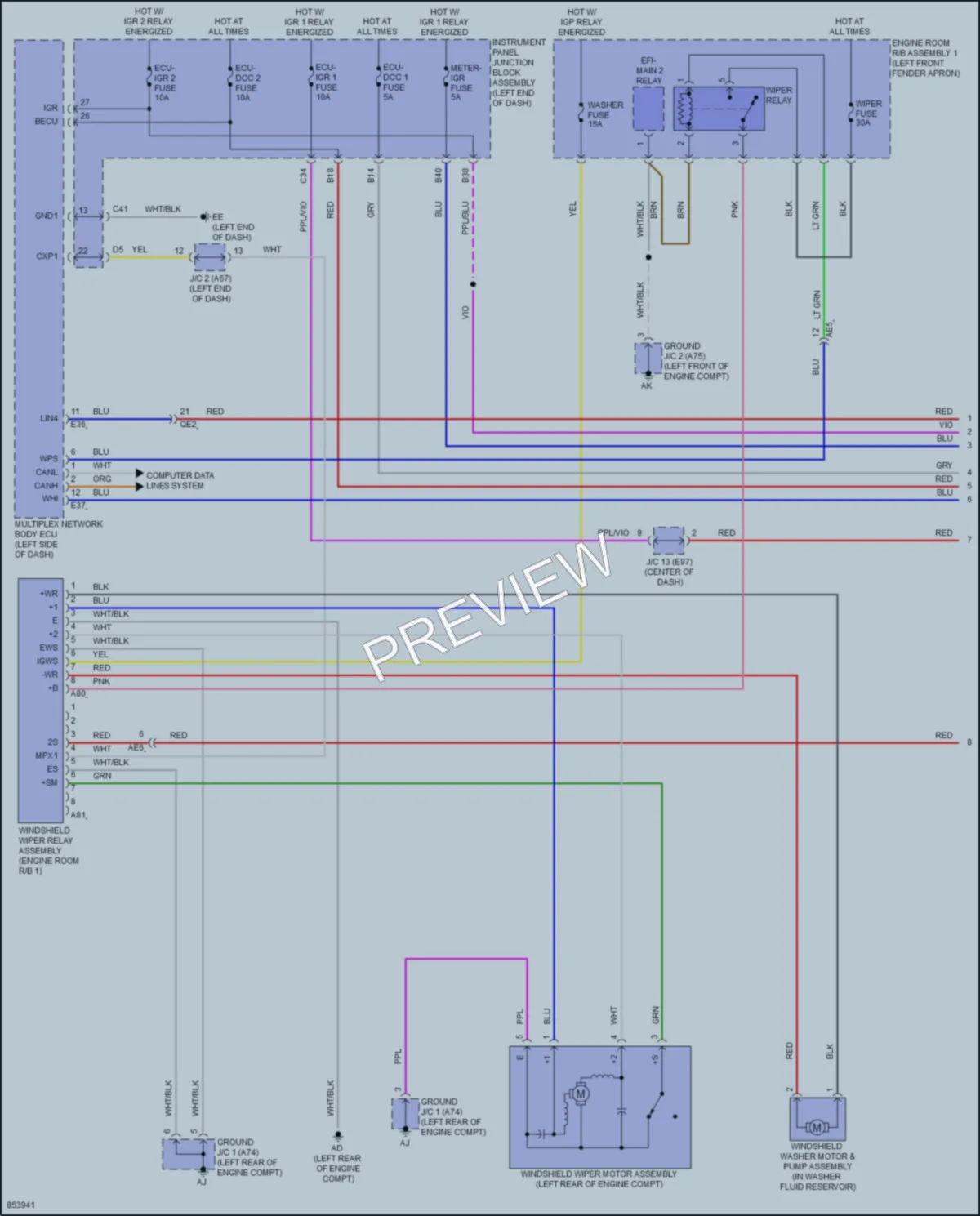 2024 Toyota VenzaHybrid Wiper Washer wiring diagram preview