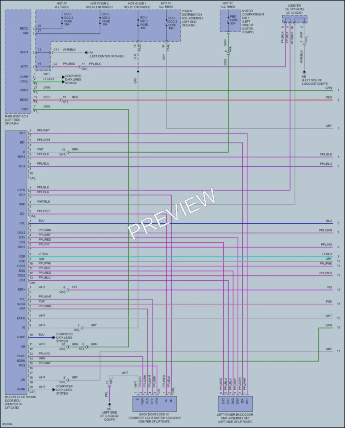 2024 Toyota bZ4X Trunk Tailgate Fuel Door wiring diagram preview