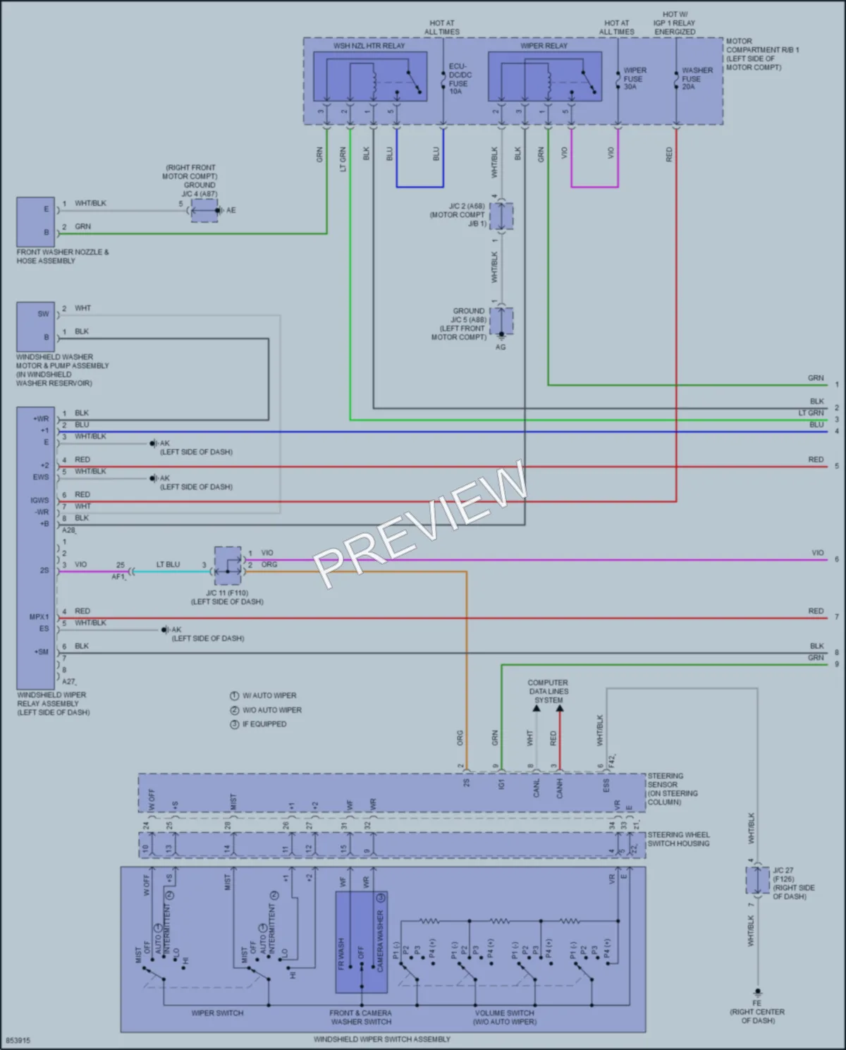 2024 Toyota bZ4X Wiper Washer wiring diagram preview