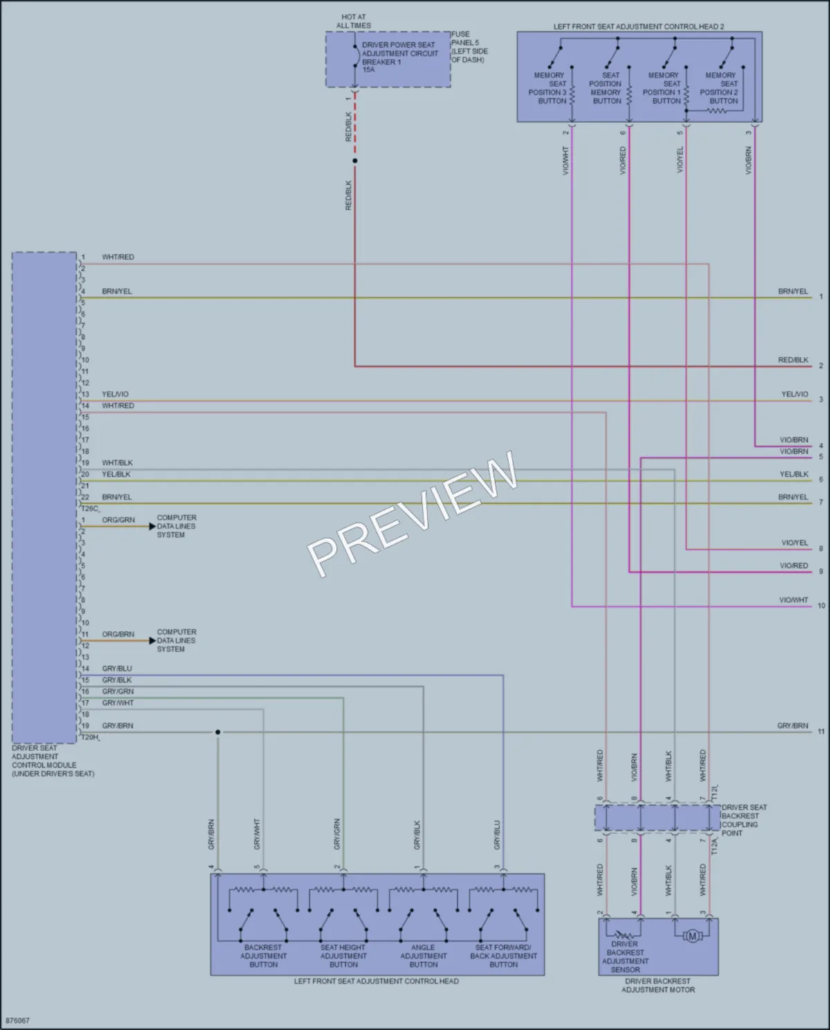 2024 Volkswagen Atlas Memory Systems wiring diagram preview