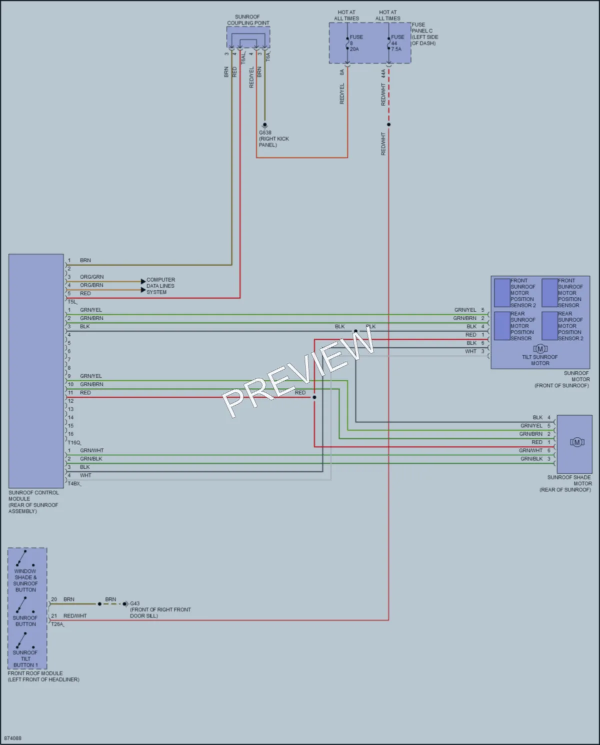 2024 Volkswagen Atlas Power Top Sunroof wiring diagram preview