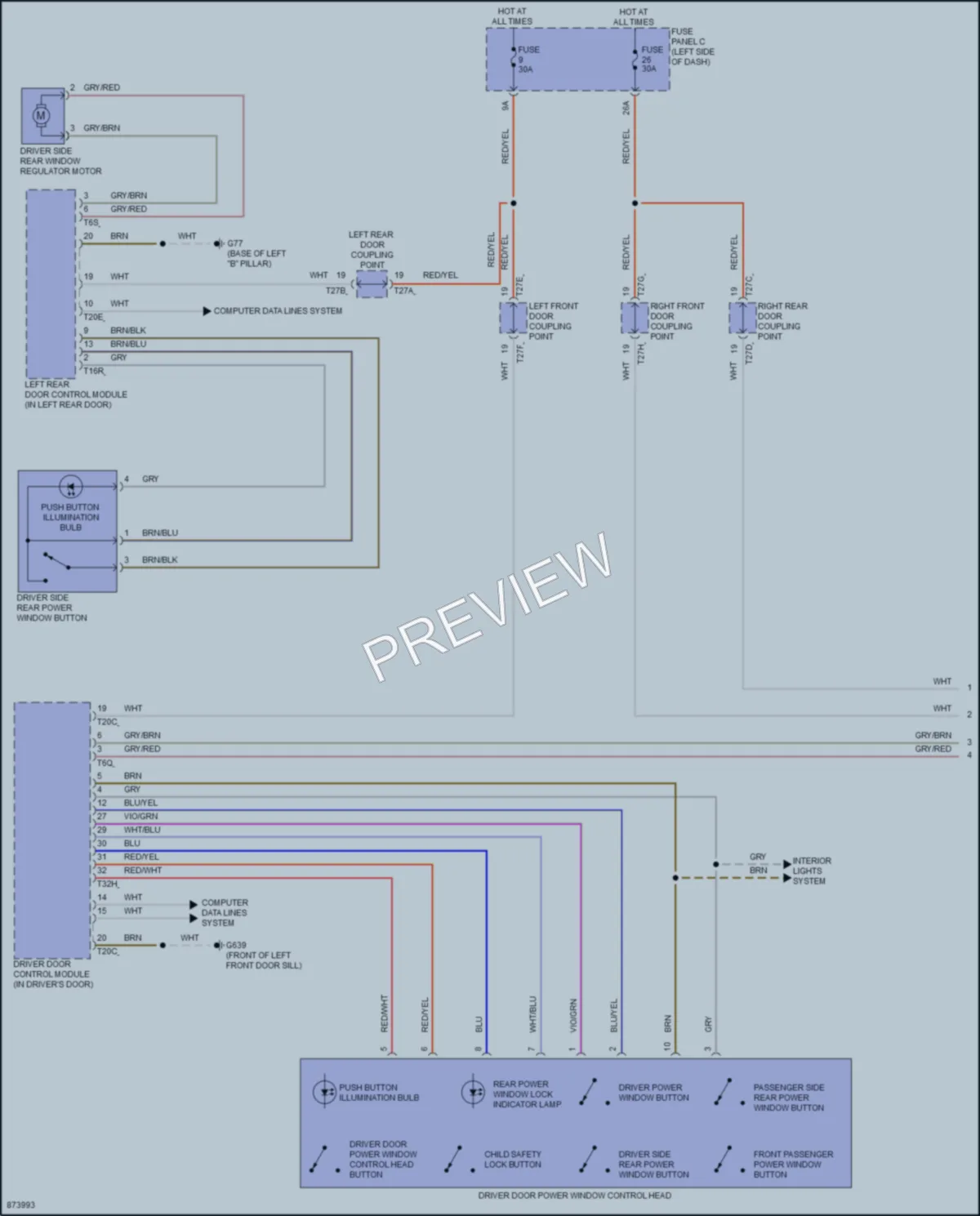 2024 Volkswagen Atlas Power Windows wiring diagram preview