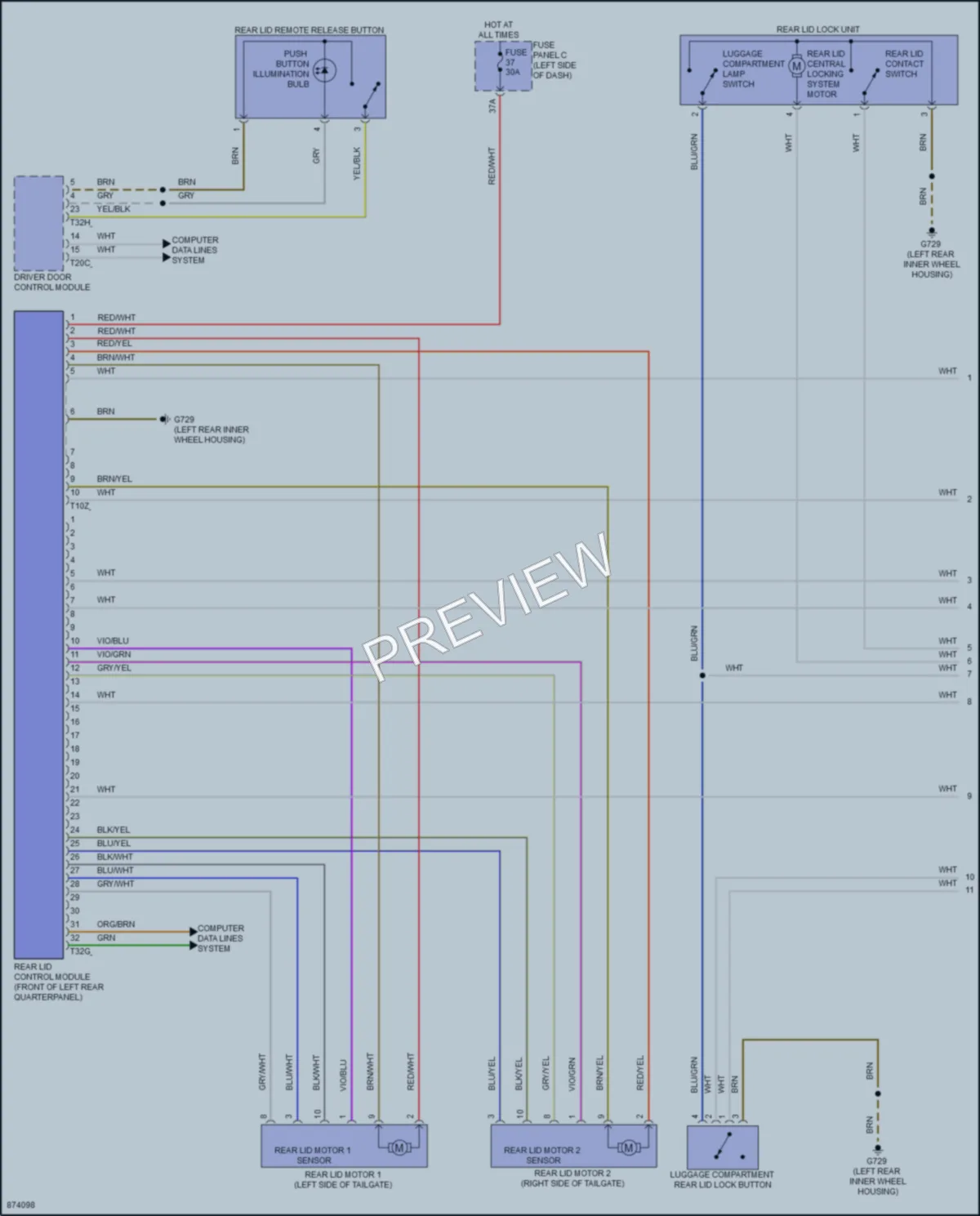 2024 Volkswagen Atlas Trunk Tailgate Fuel Door wiring diagram preview