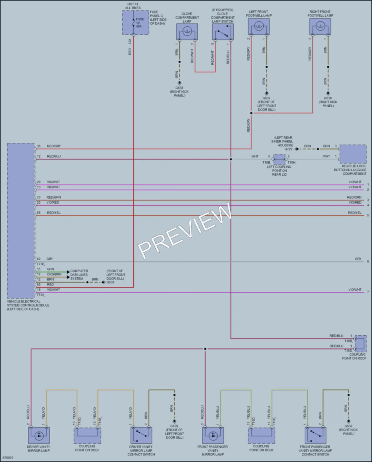2024 Volkswagen AtlasCrossSport Interior Lights wiring diagram preview