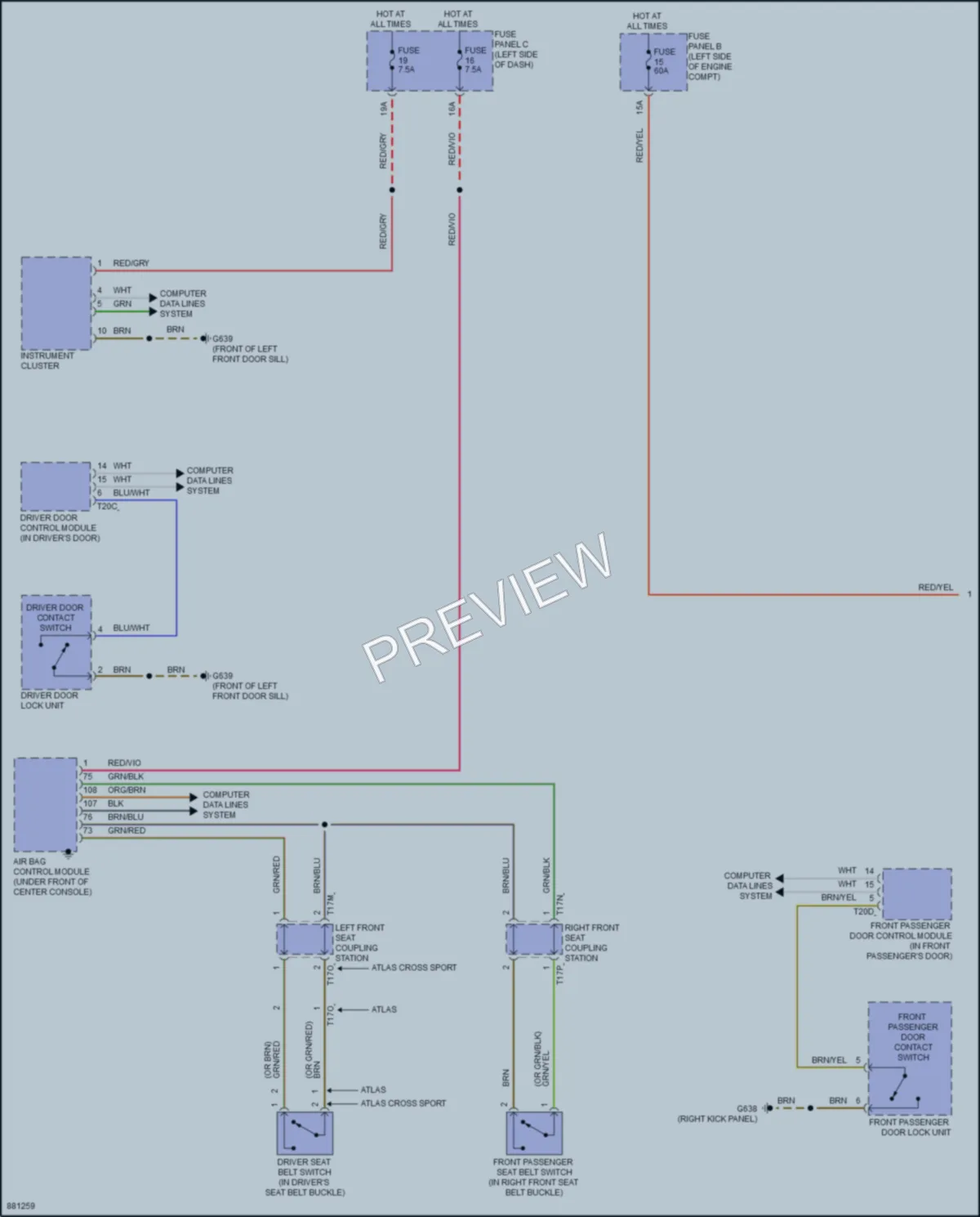 2024 Volkswagen AtlasCrossSport Warning Systems wiring diagram preview