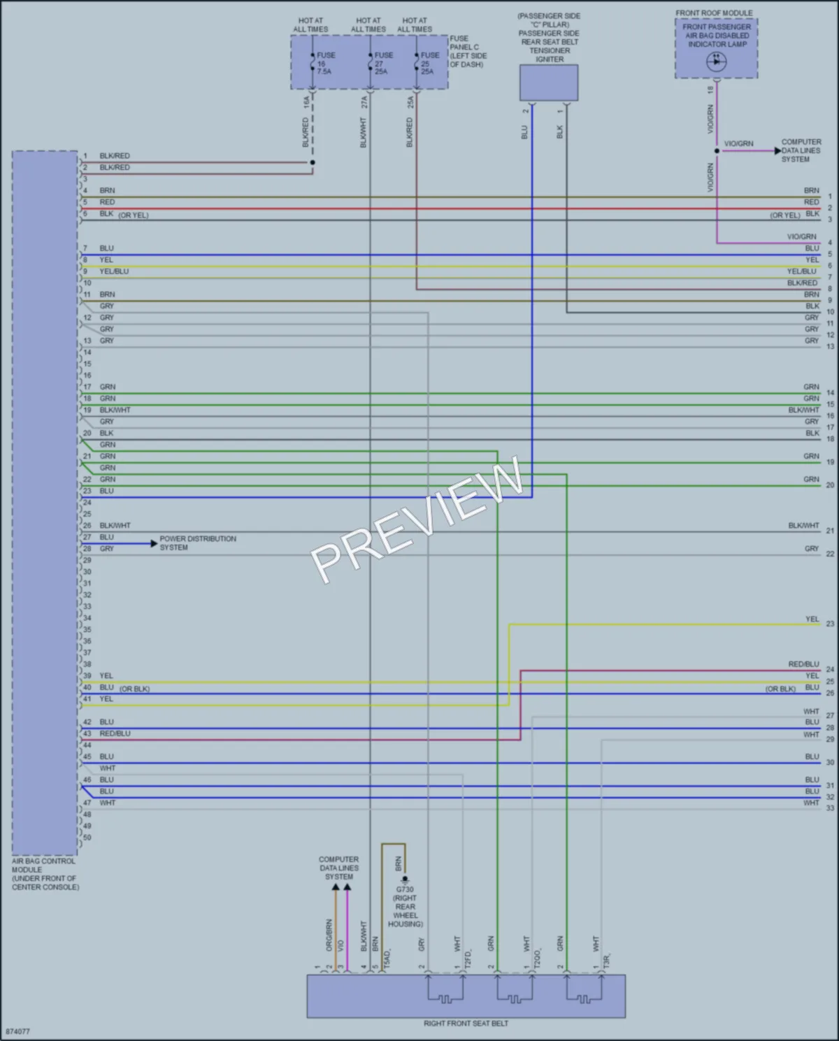 2024 Volkswagen GolfGTI Supplemental Restraints wiring diagram preview