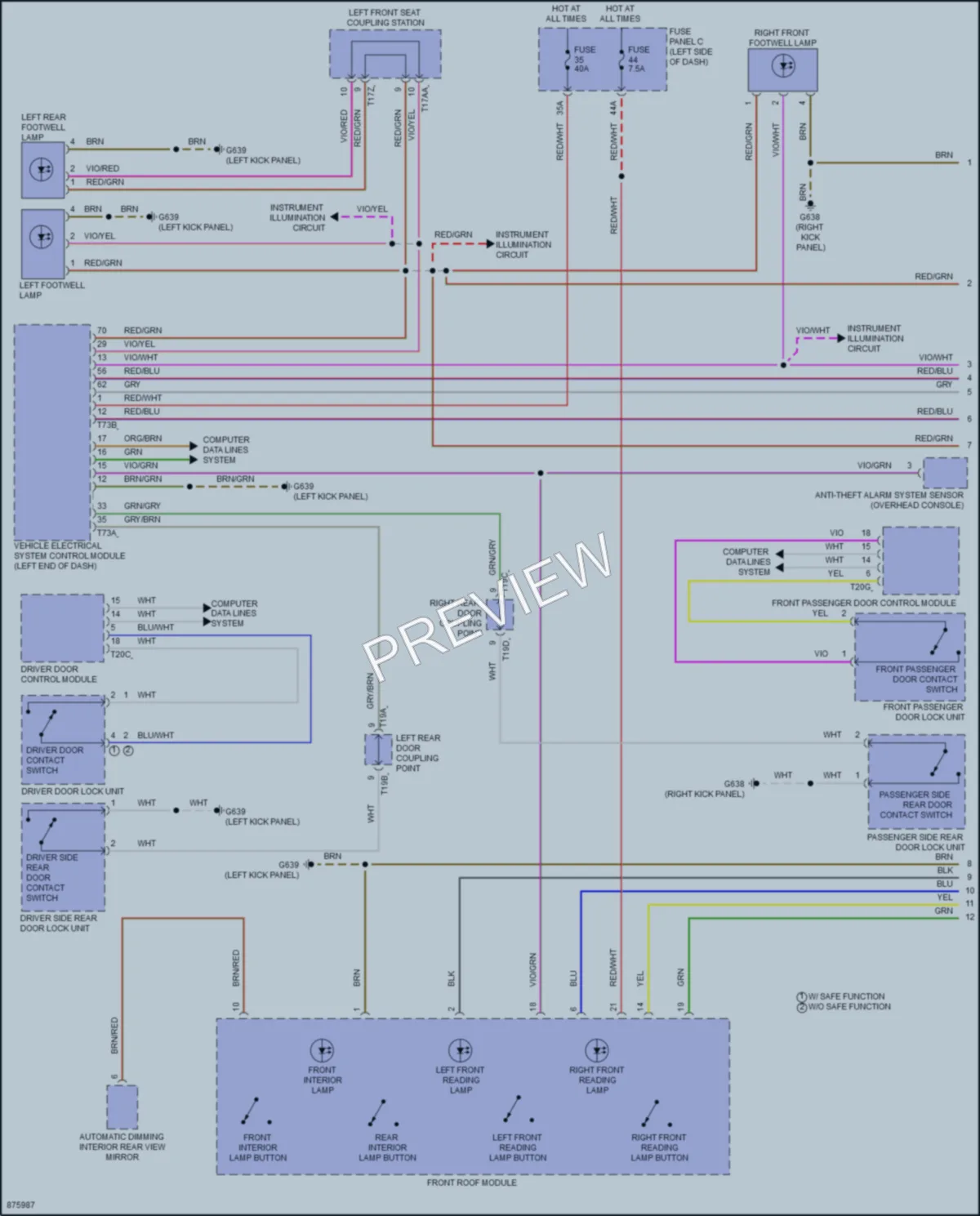 2024 Volkswagen GolfR Interior Lights wiring diagram preview