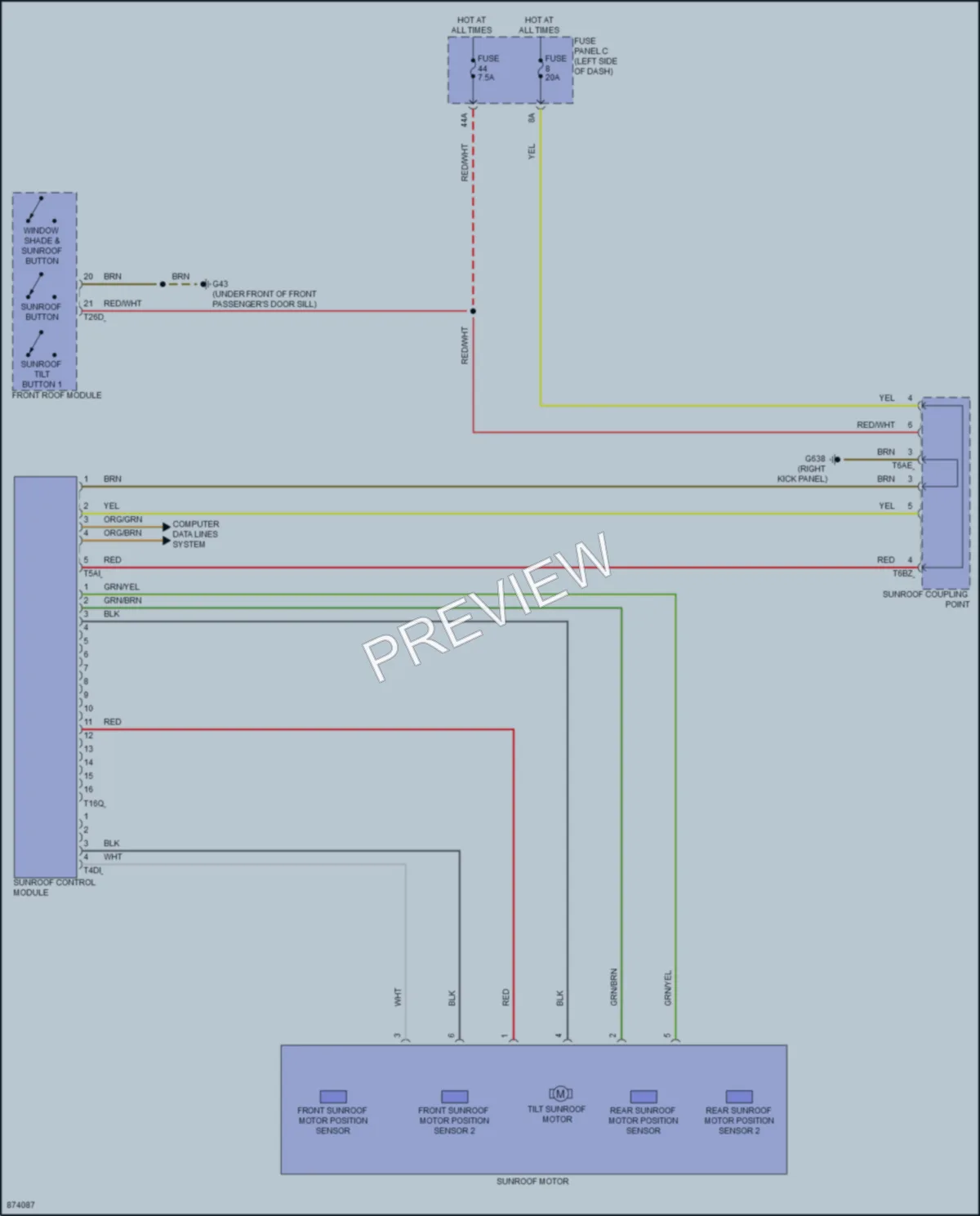 2024 Volkswagen GolfR Power Top Sunroof wiring diagram preview