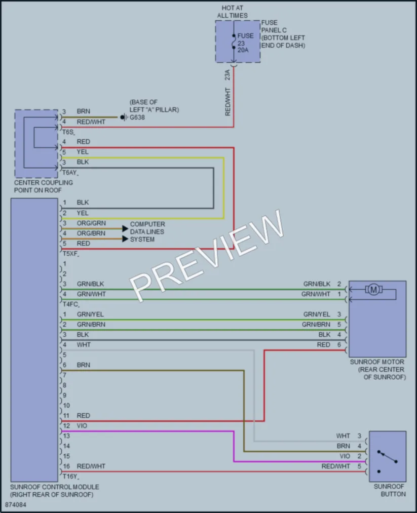 2024 Volkswagen Jetta Power Top Sunroof wiring diagram preview