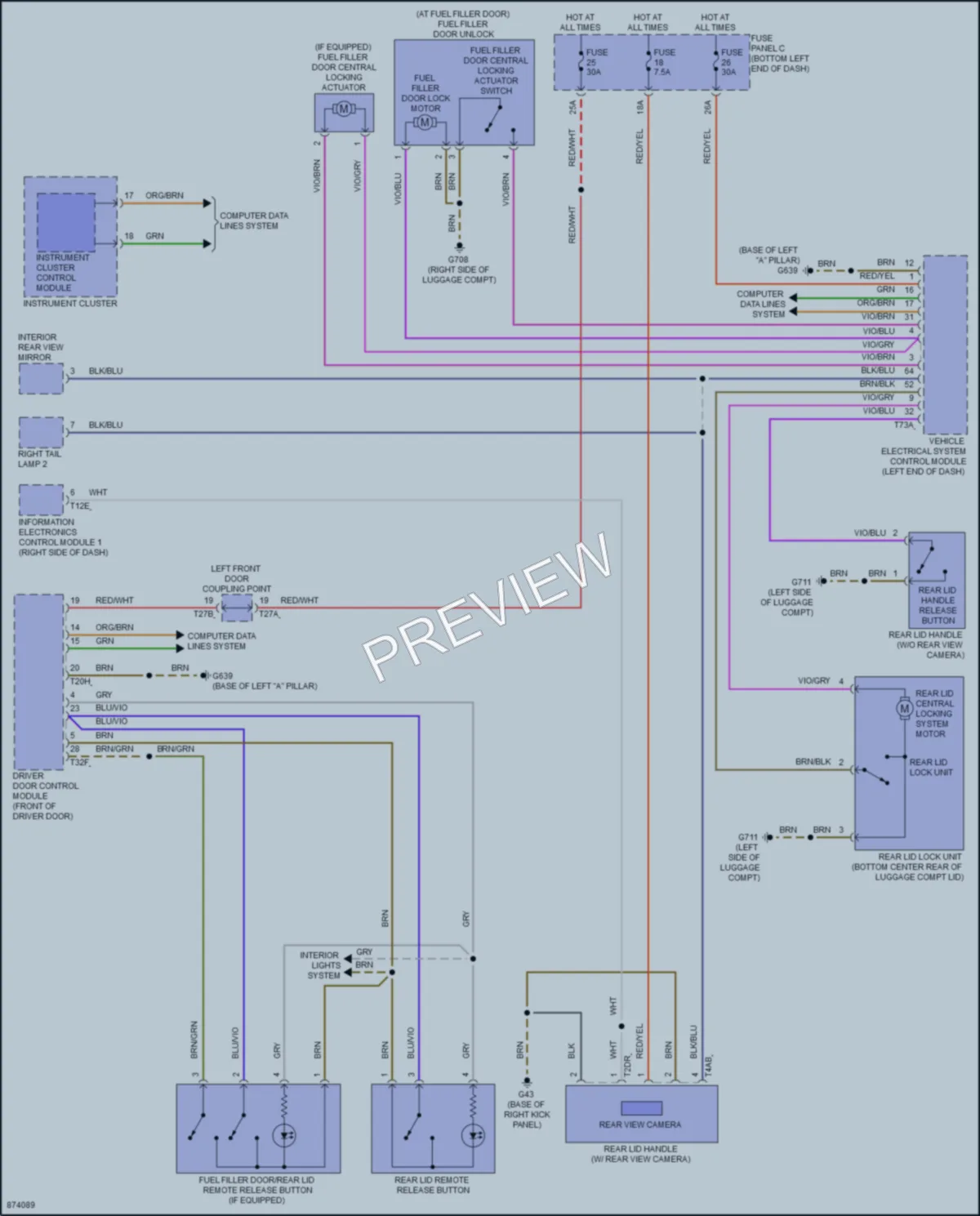 2024 Volkswagen Jetta Trunk Tailgate Fuel Door wiring diagram preview