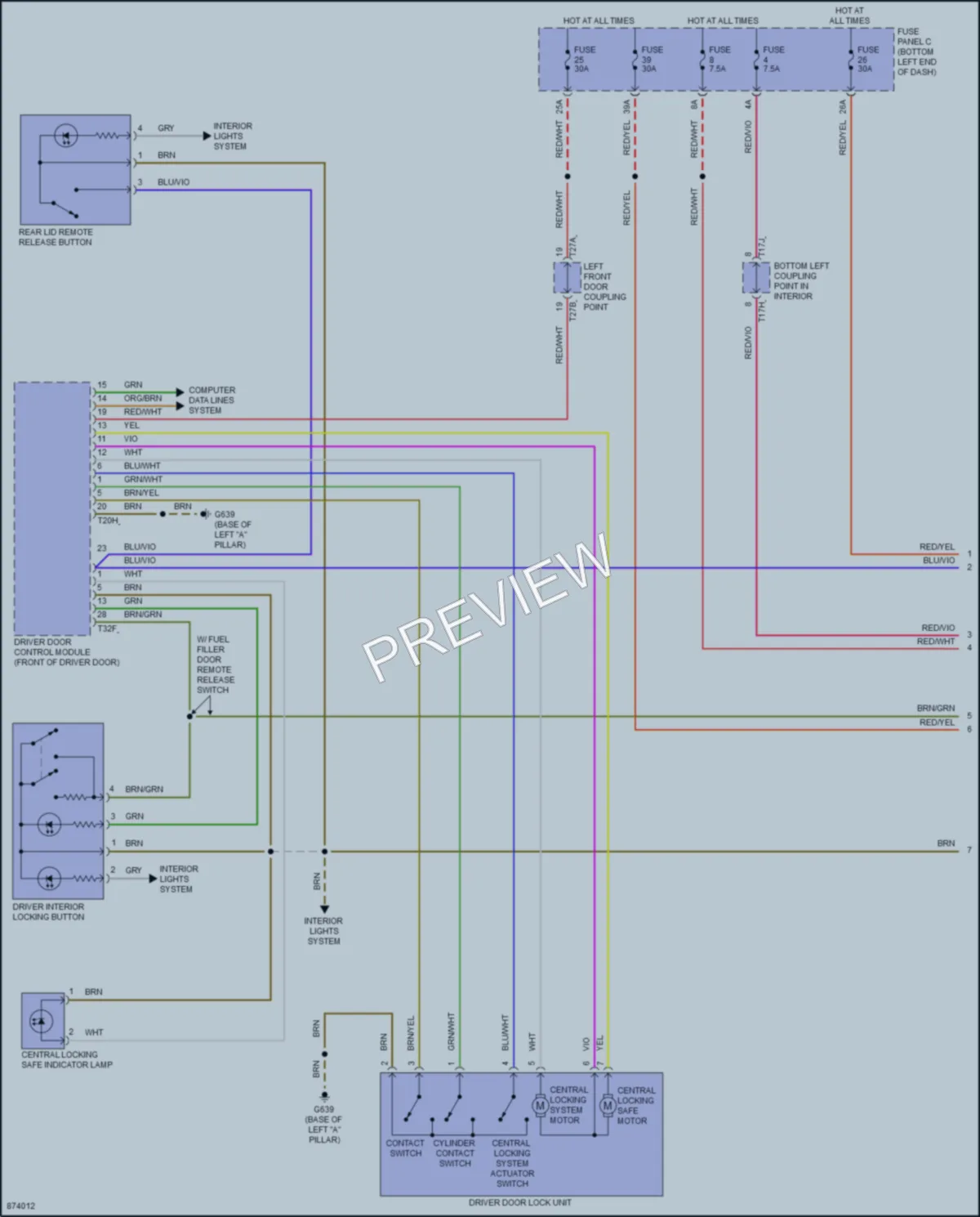 2024 Volkswagen JettaGLI Power Door Locks wiring diagram preview