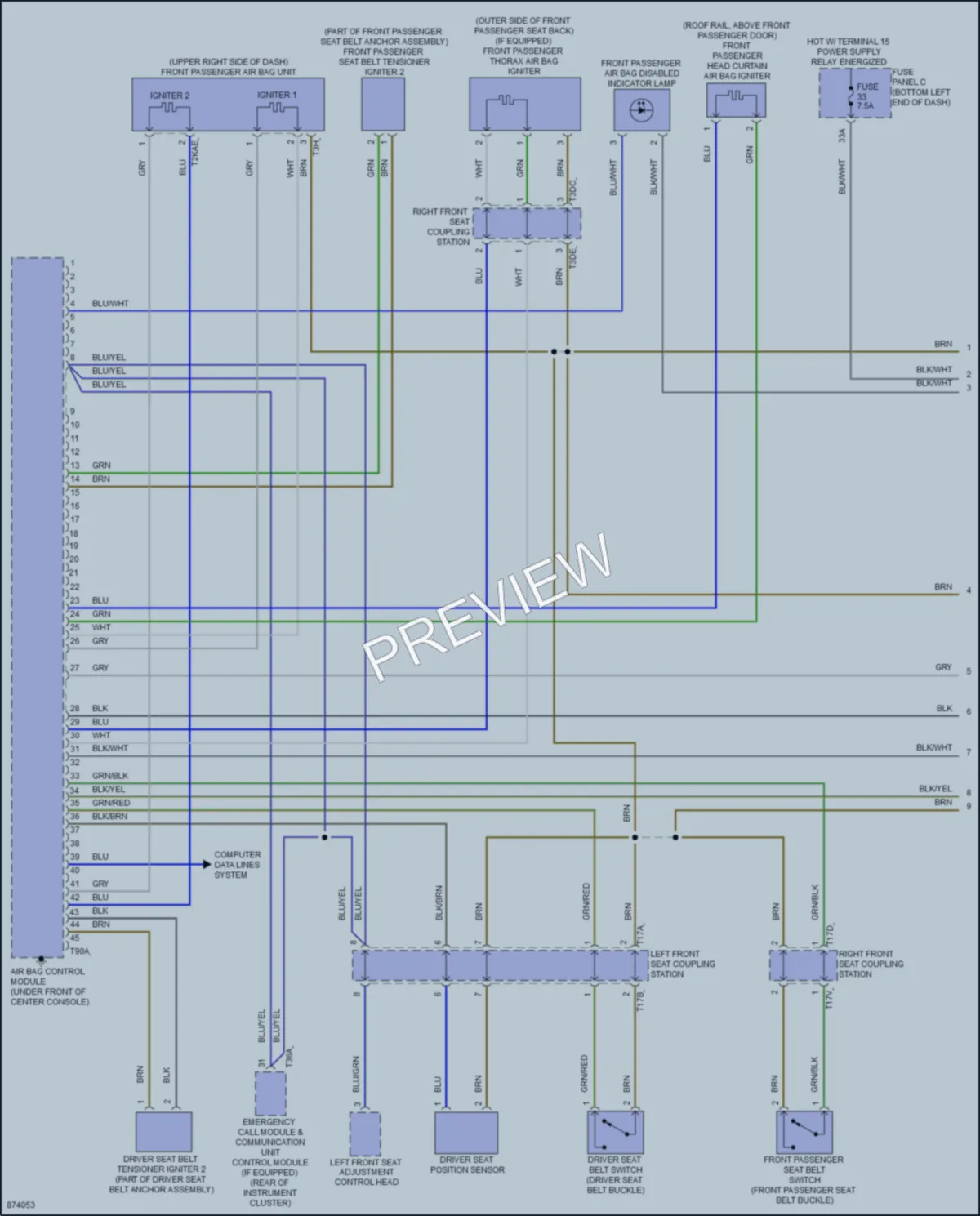 2024 Volkswagen JettaGLI Supplemental Restraints wiring diagram preview
