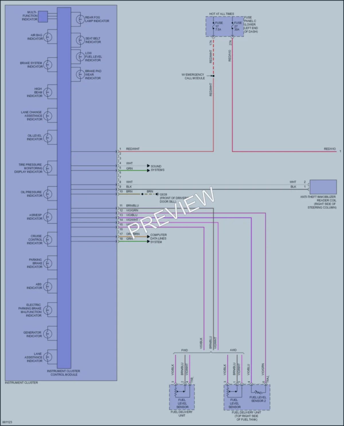 2024 Volkswagen Taos Instrument Cluster wiring diagram preview